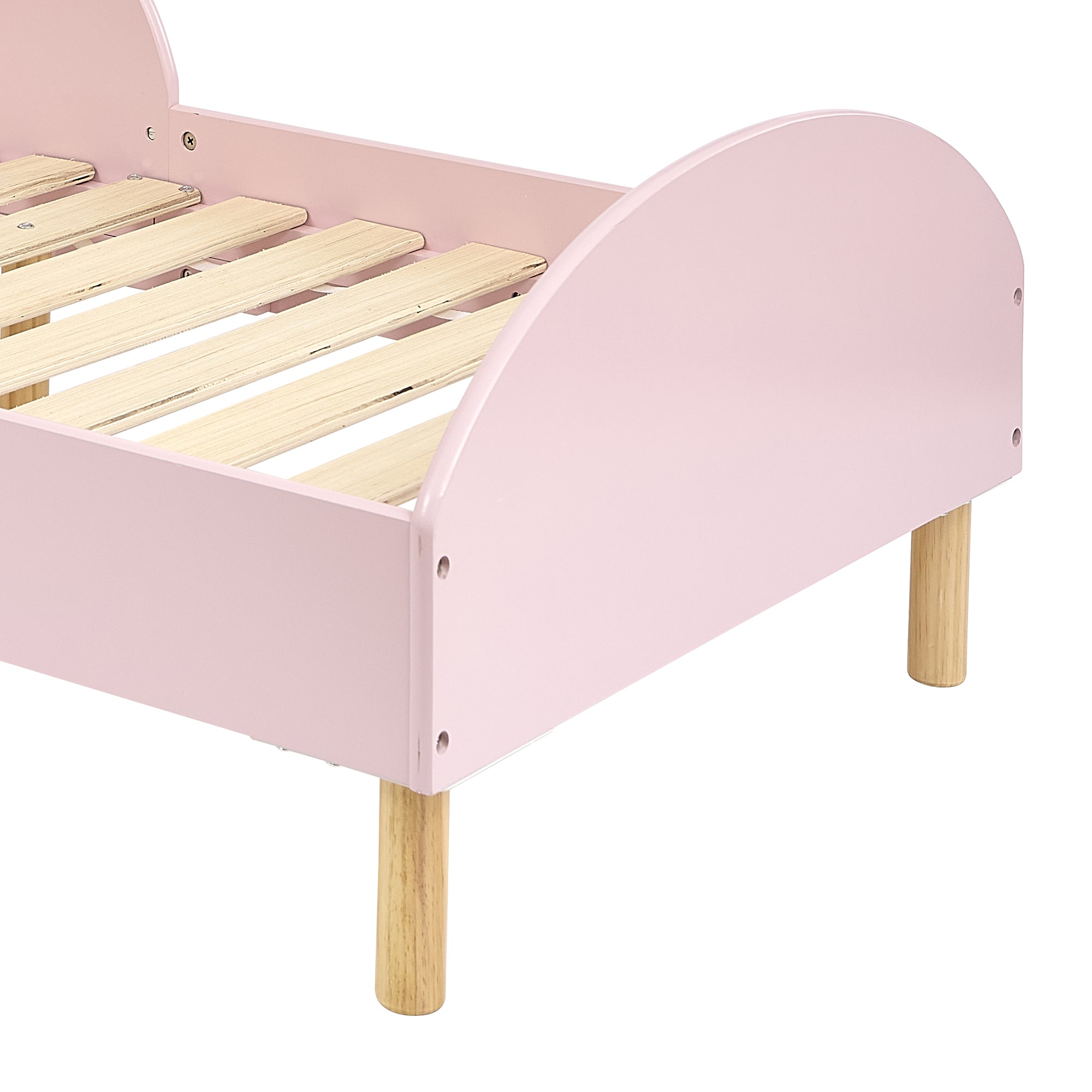 Kids Pink Toddler Bed with Safety Rails (18 Months – 5 Years)