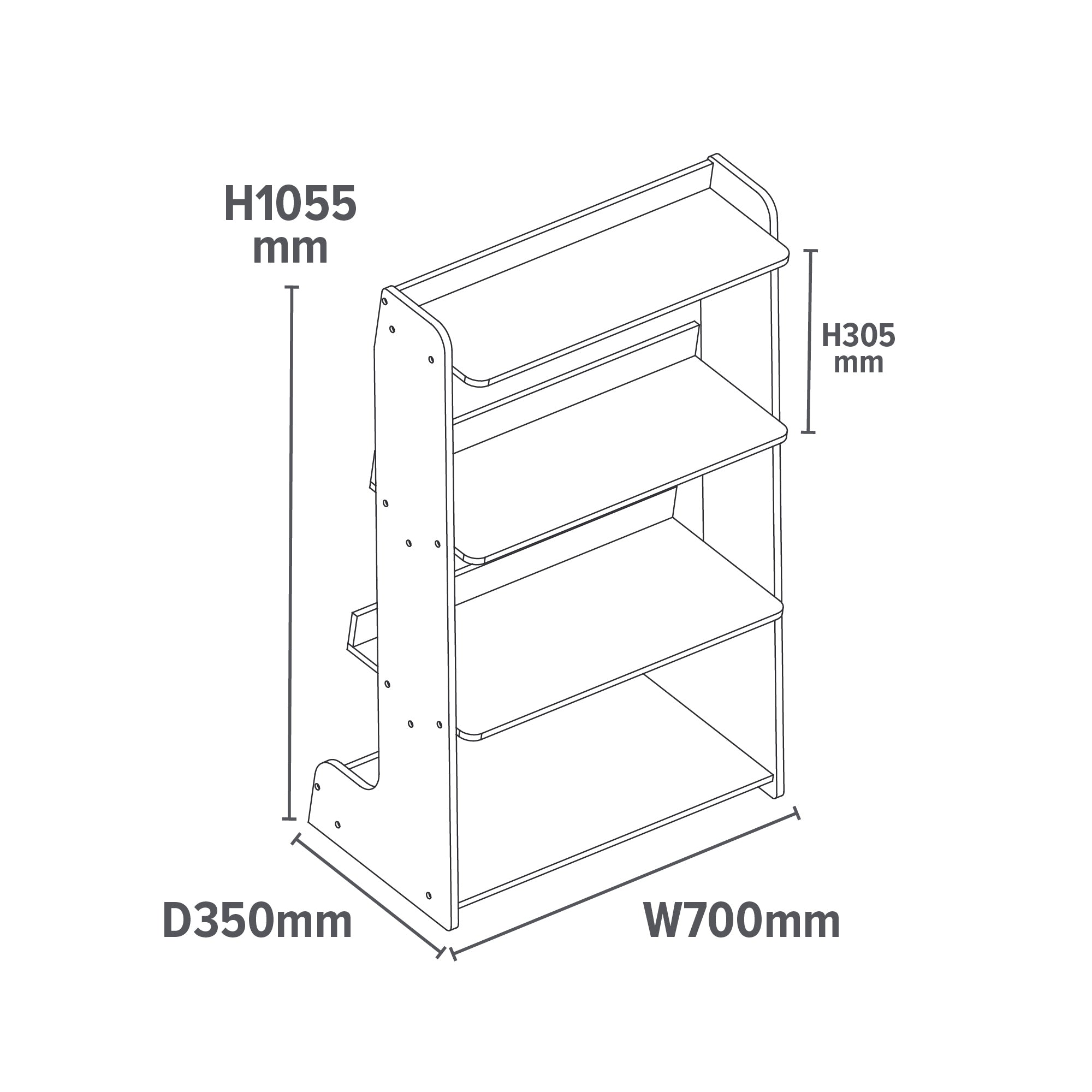 Kids Tiered Bookcase – 4-Shelf Wooden Display for Children (3-12 Years)