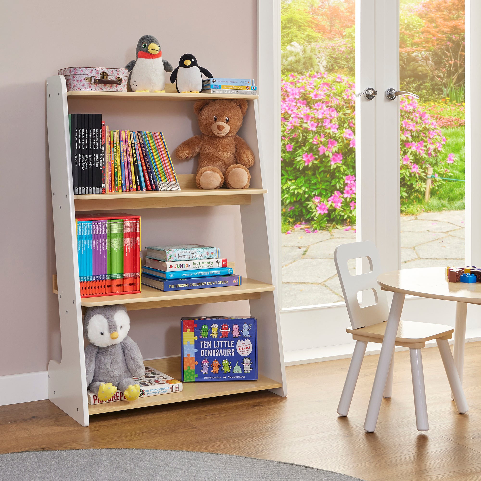 Kids Tiered Bookcase – 4-Shelf Wooden Display for Children (3-12 Years)
