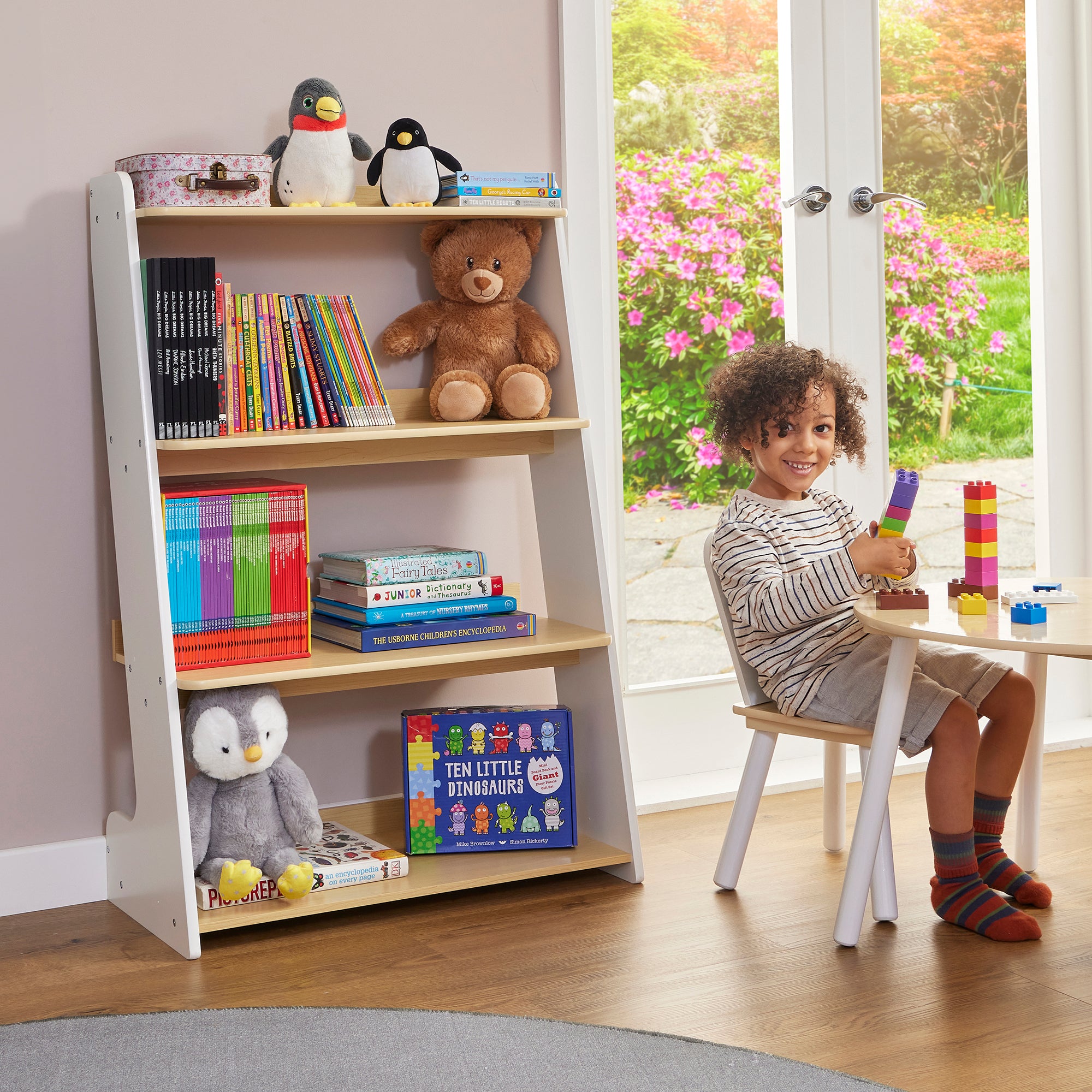 Kids Tiered Bookcase – 4-Shelf Wooden Display for Children (3-12 Years)