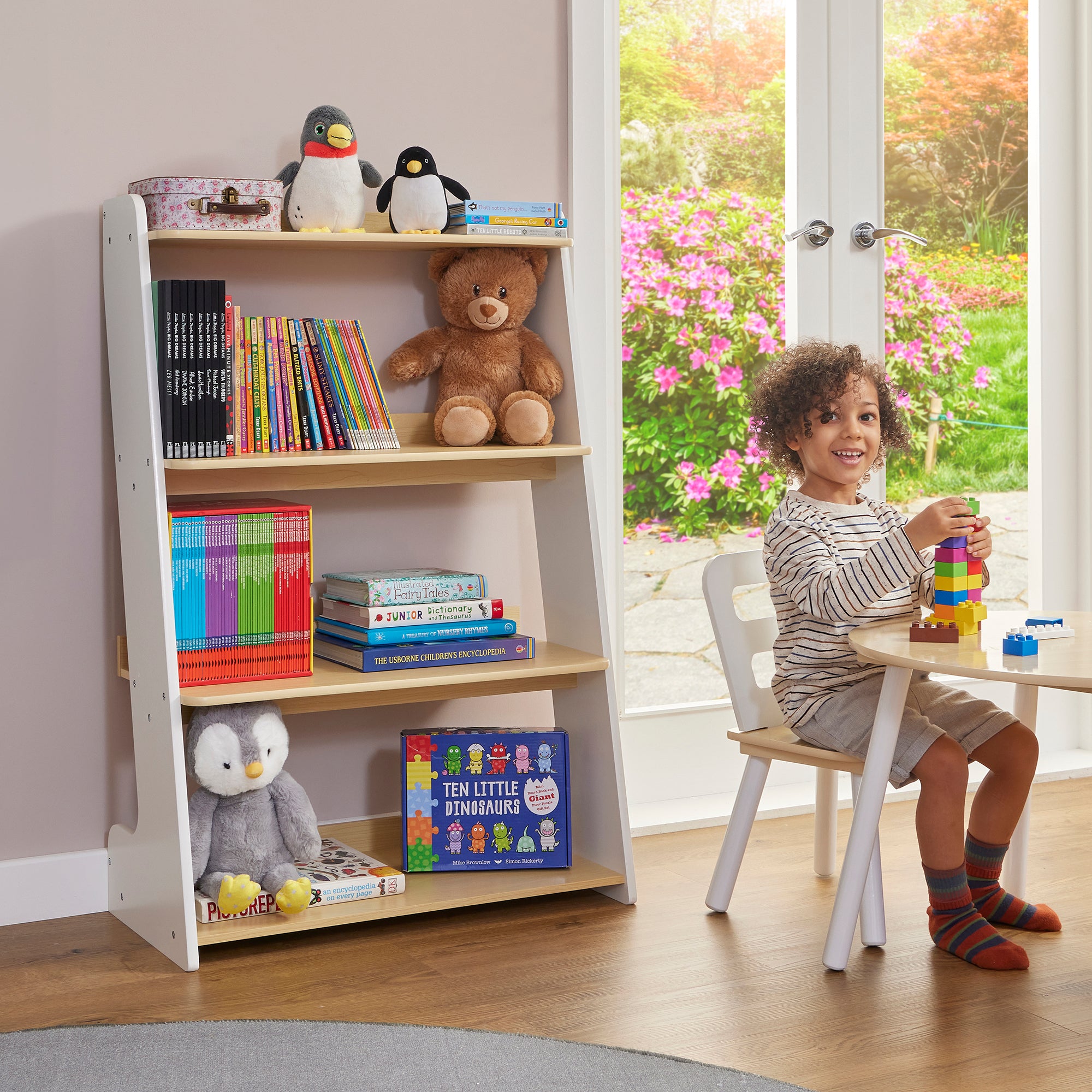 Kids Tiered Bookcase – 4-Shelf Wooden Display for Children (3-12 Years)