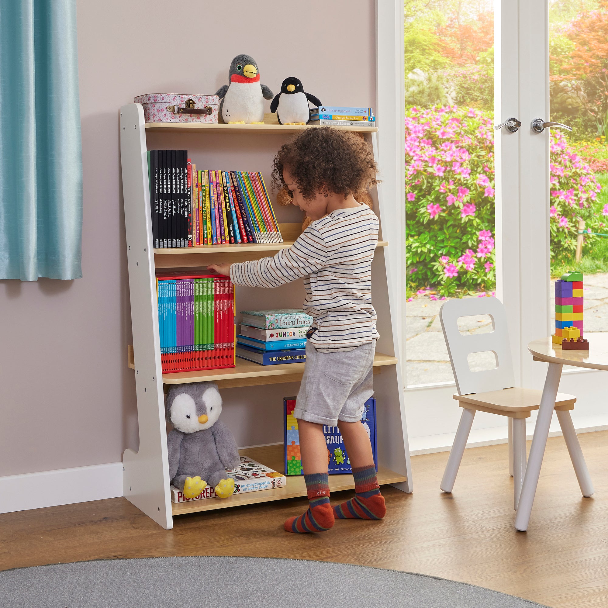 Kids Tiered Bookcase – 4-Shelf Wooden Display for Children (3-12 Years)