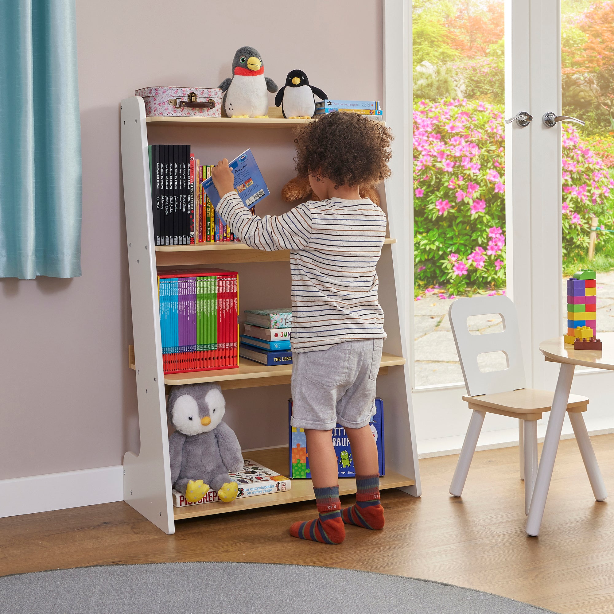 Kids Tiered Bookcase – 4-Shelf Wooden Display for Children (3-12 Years)