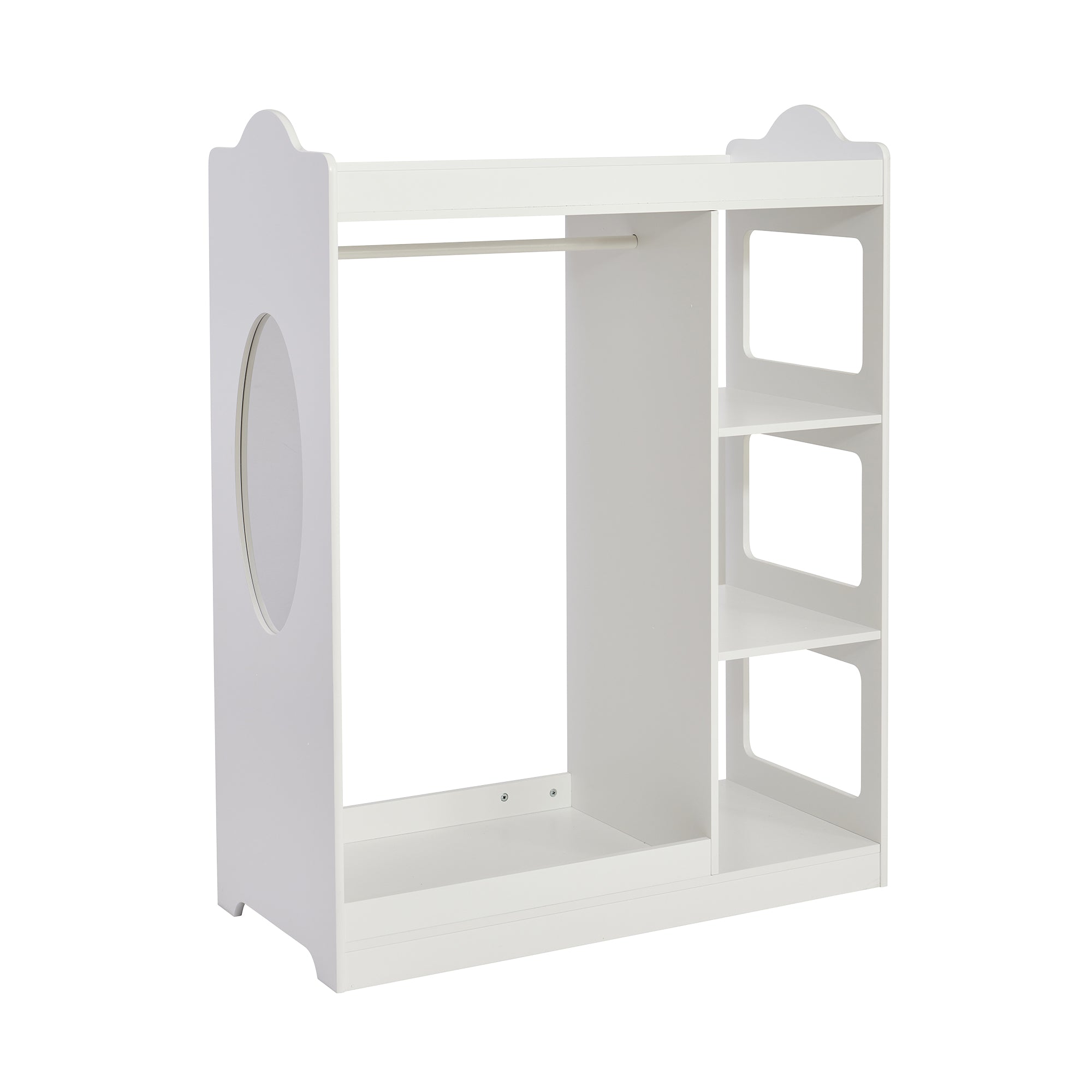 Kids Dressing Rail with Mirror – White Wooden Dress-Up Rail (Ages 3–7)