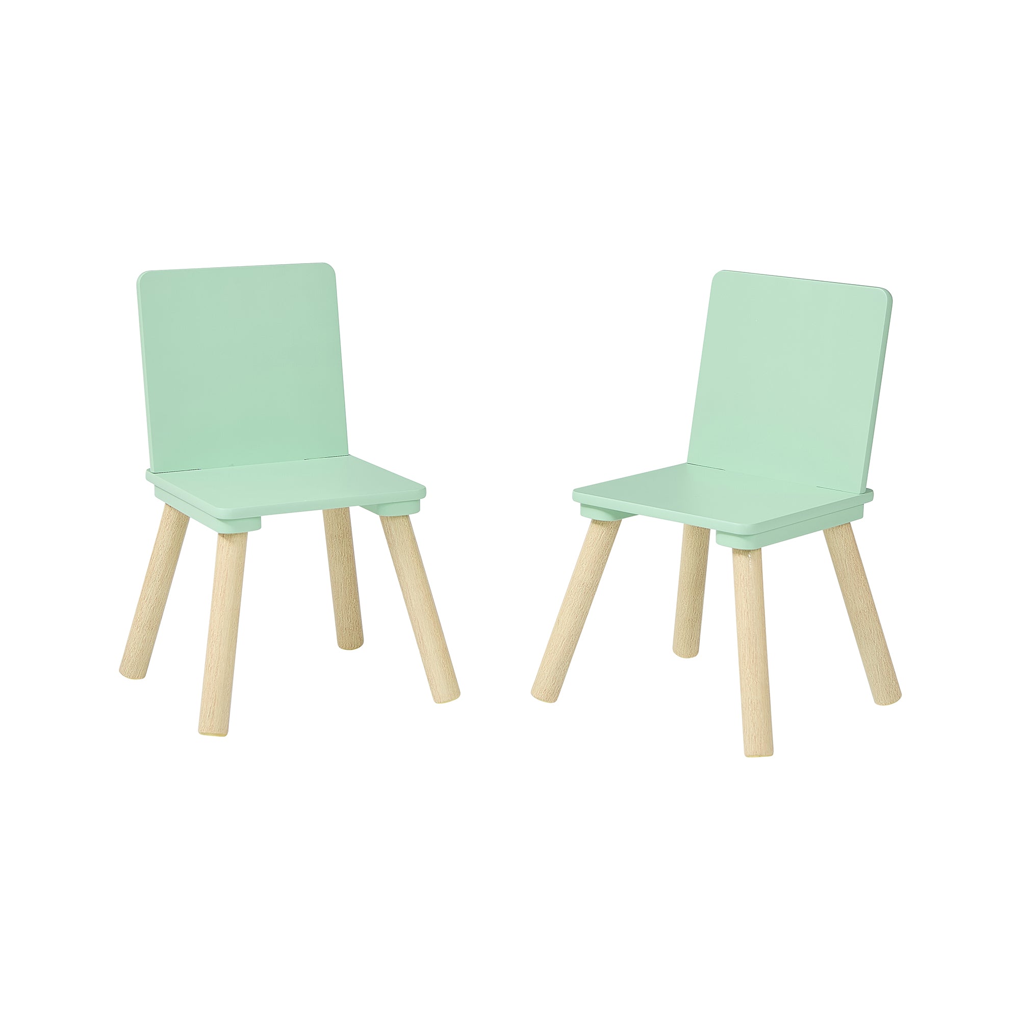 Kids Aqua Green & Pinewood Table & 2 Chairs Set (18 Months – 6 Years)