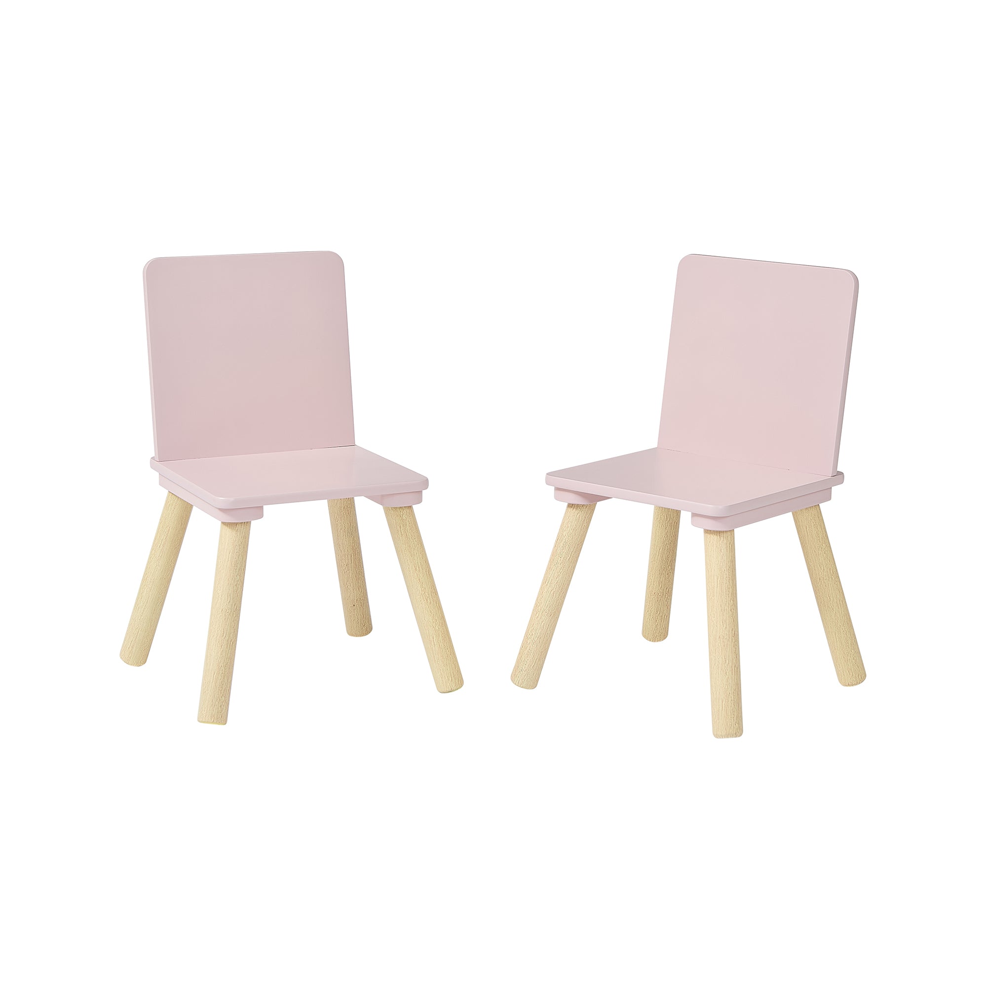 Kids Pink & Pinewood Table & 2 Chairs Set (18 Months – 6 Years)