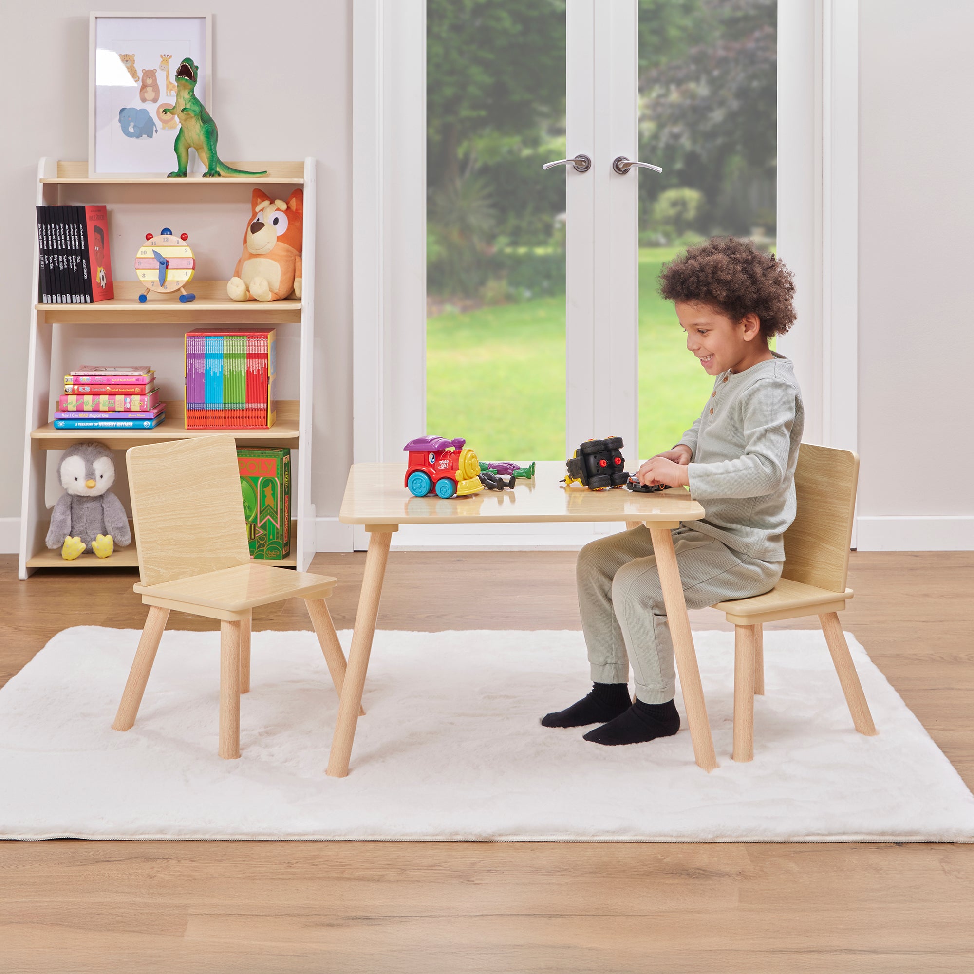 Kids Pinewood Table & 2 Chairs Set (18 Months – 6 Years)