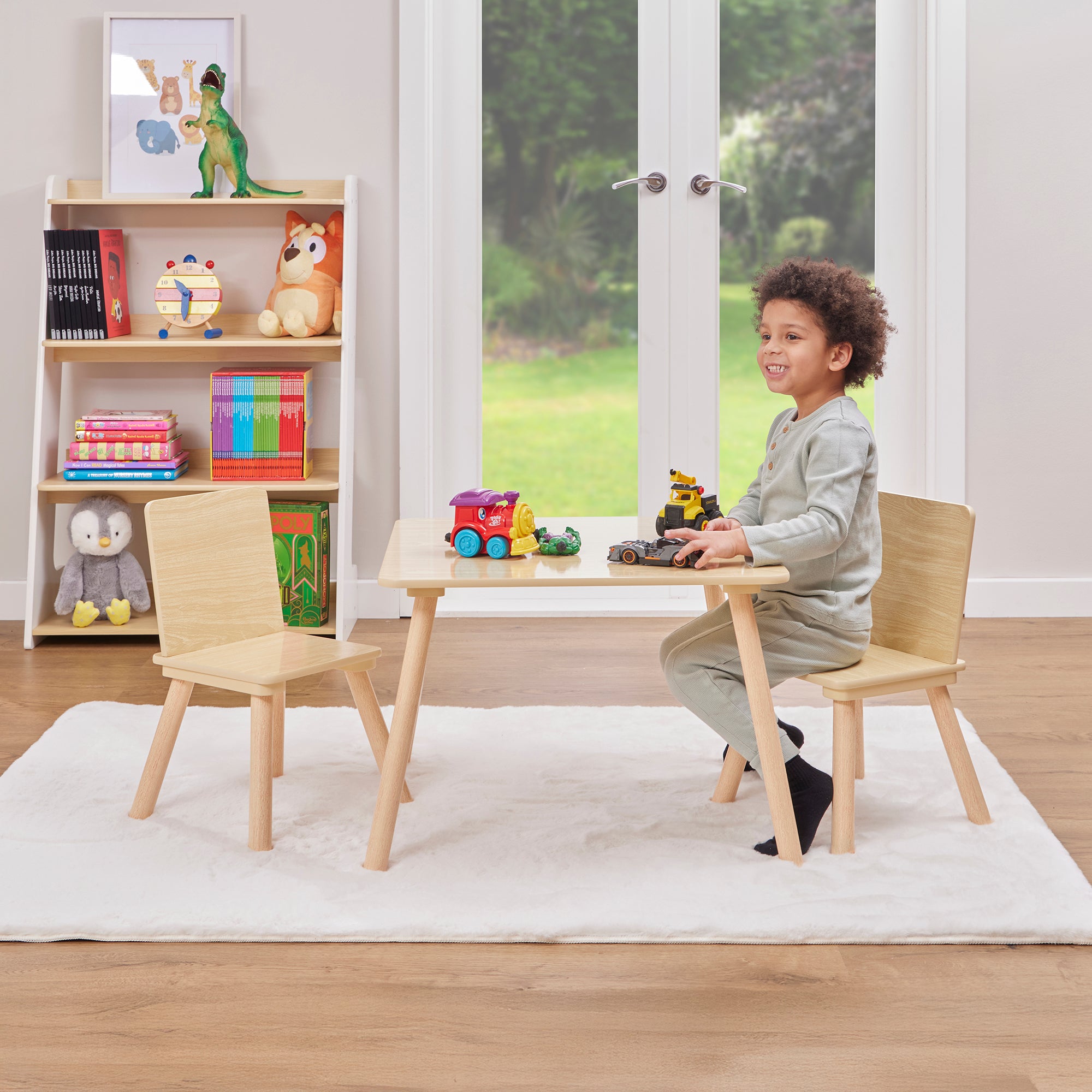 Kids Pinewood Table & 2 Chairs Set (18 Months – 6 Years)