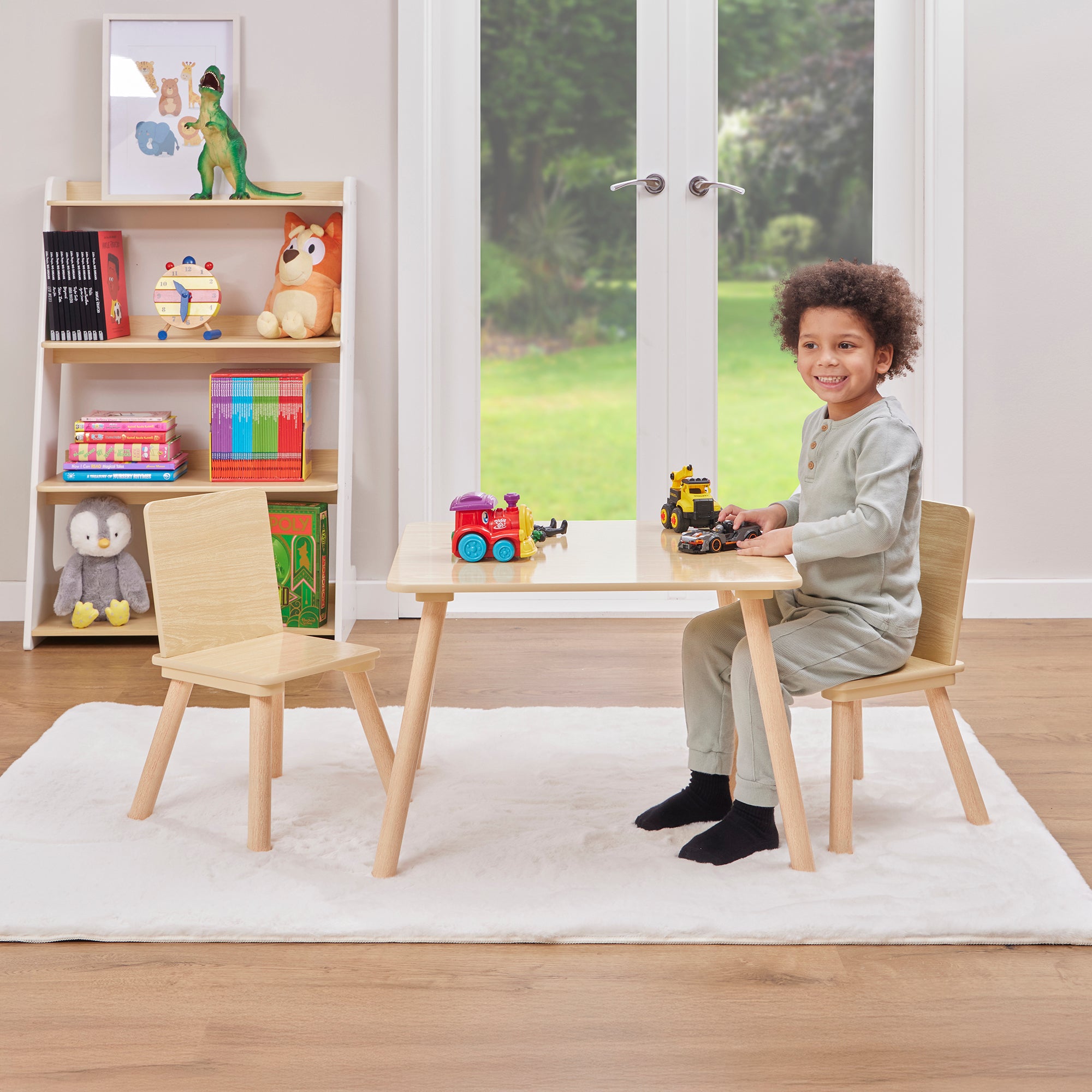 Kids Pinewood Table & 2 Chairs Set (18 Months – 6 Years)