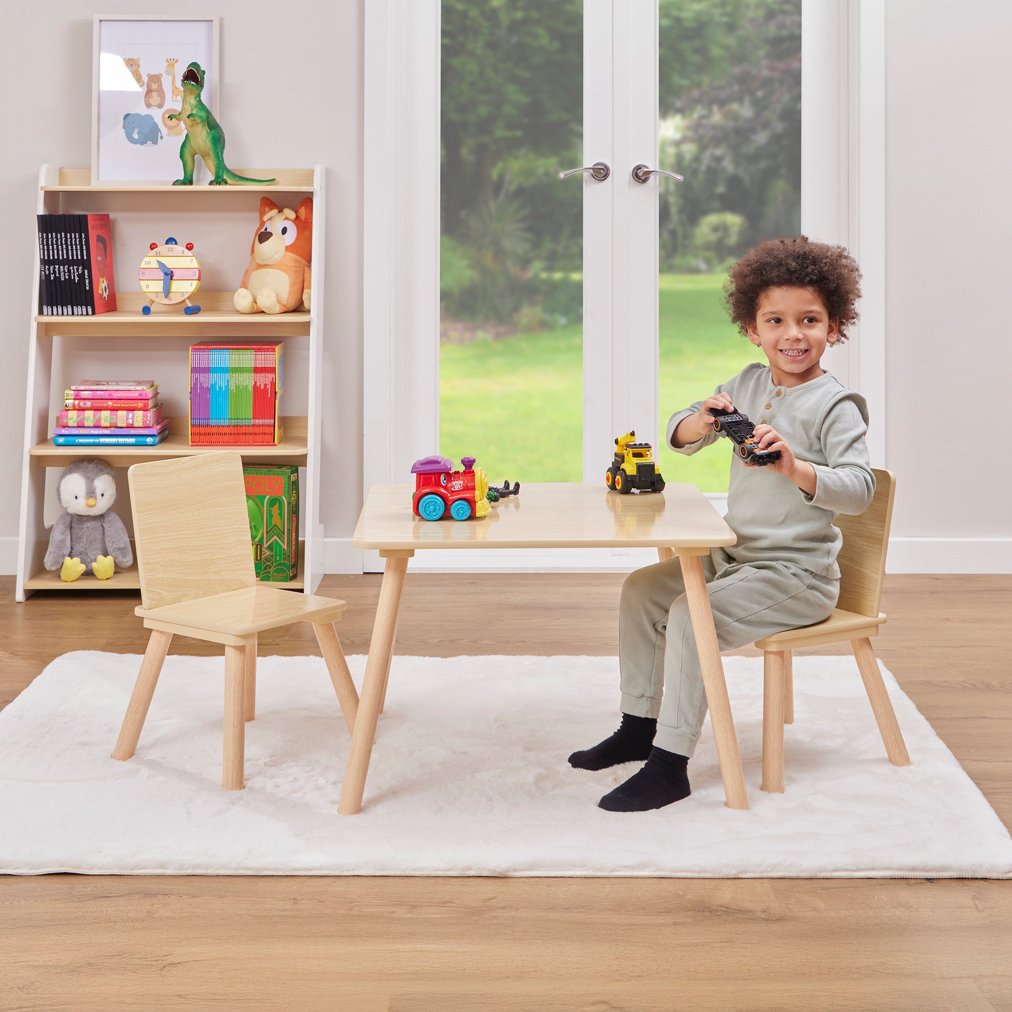Kids Pinewood Table & 2 Chairs Set (18 Months – 6 Years)