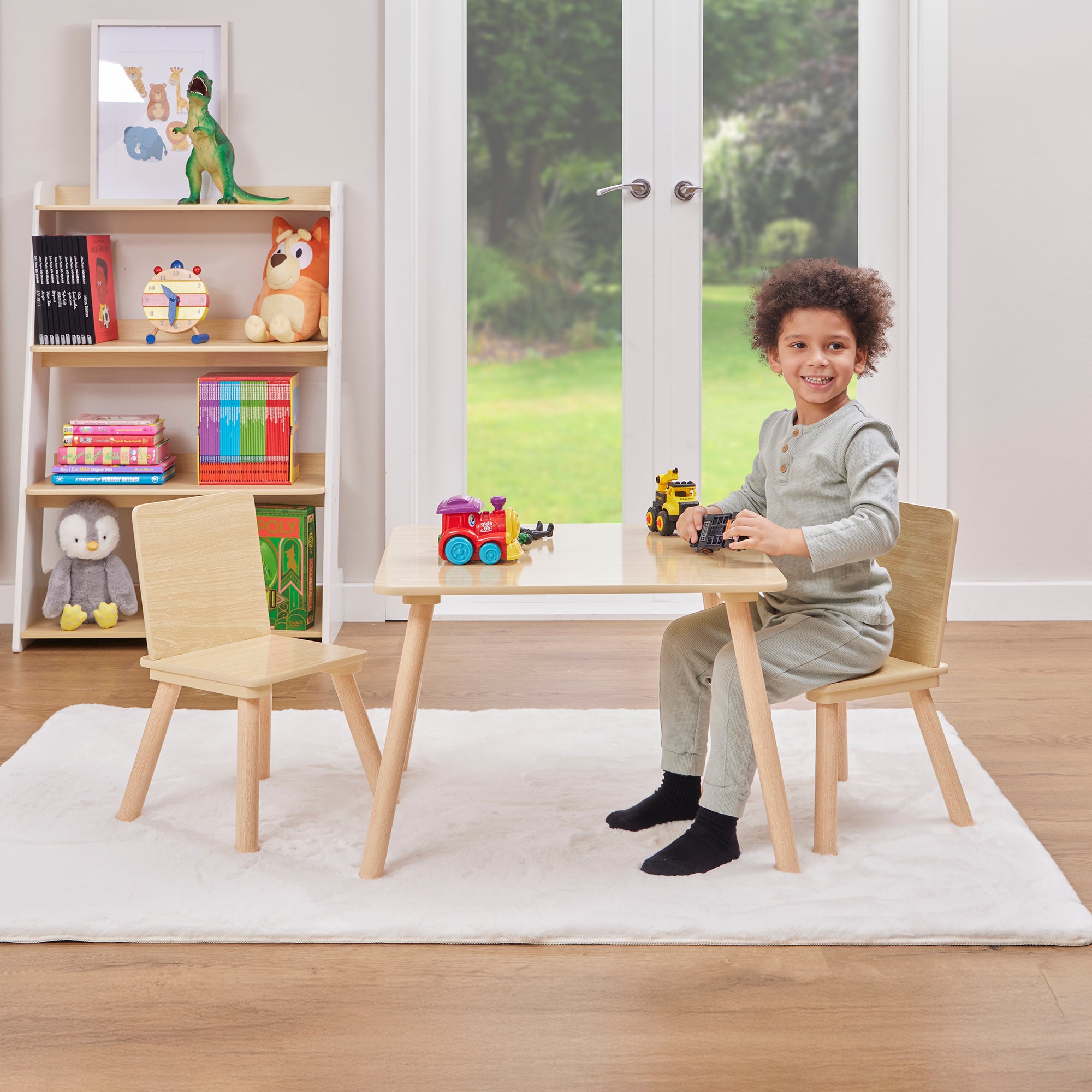 Kids Pinewood Table & 2 Chairs Set (18 Months – 6 Years)
