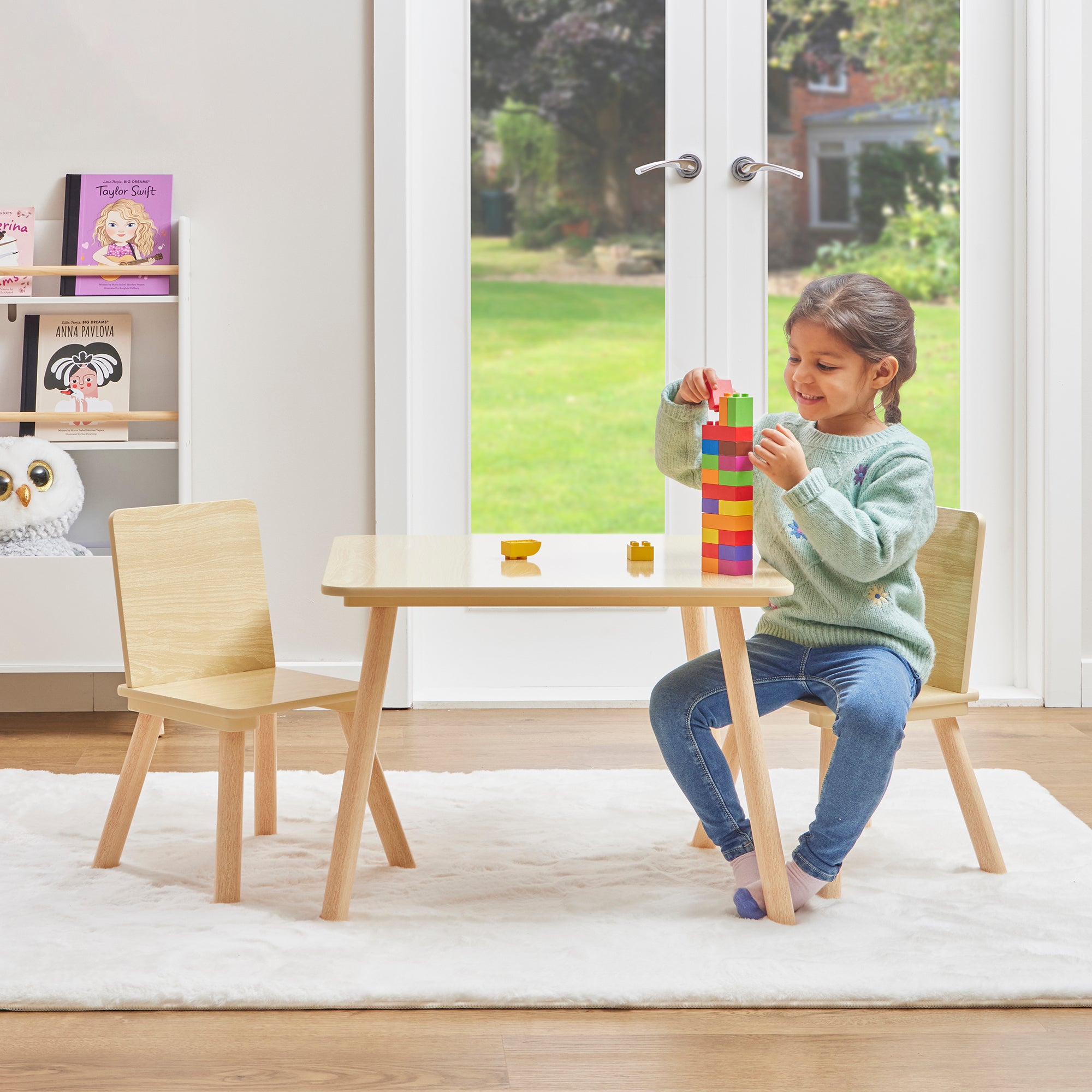 Kids Pinewood Table & 2 Chairs Set (18 Months – 6 Years)