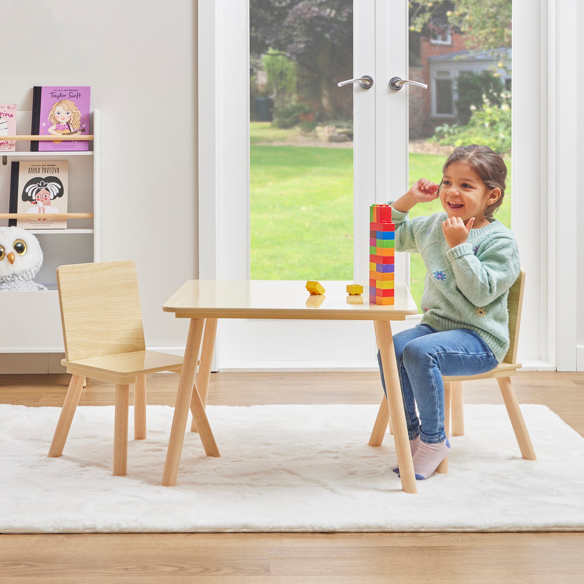 Kids Pinewood Table & 2 Chairs Set (18 Months – 6 Years)