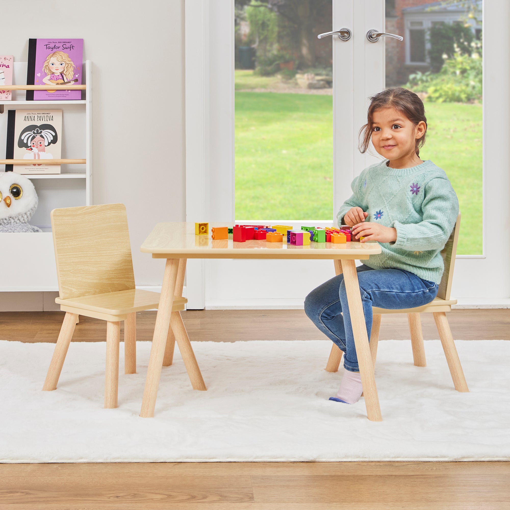 Kids Pinewood Table & 2 Chairs Set (18 Months – 6 Years)