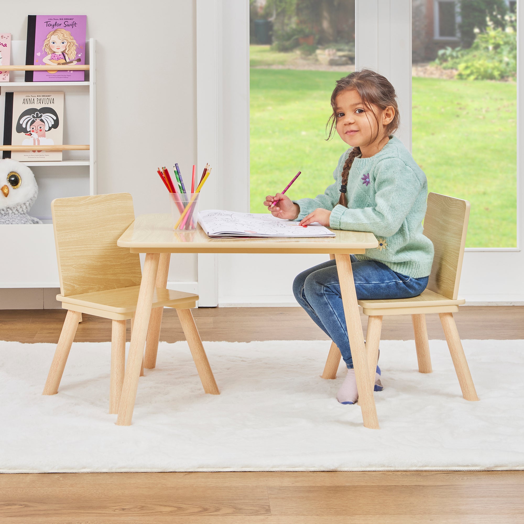 Kids Pinewood Table & 2 Chairs Set (18 Months – 6 Years)