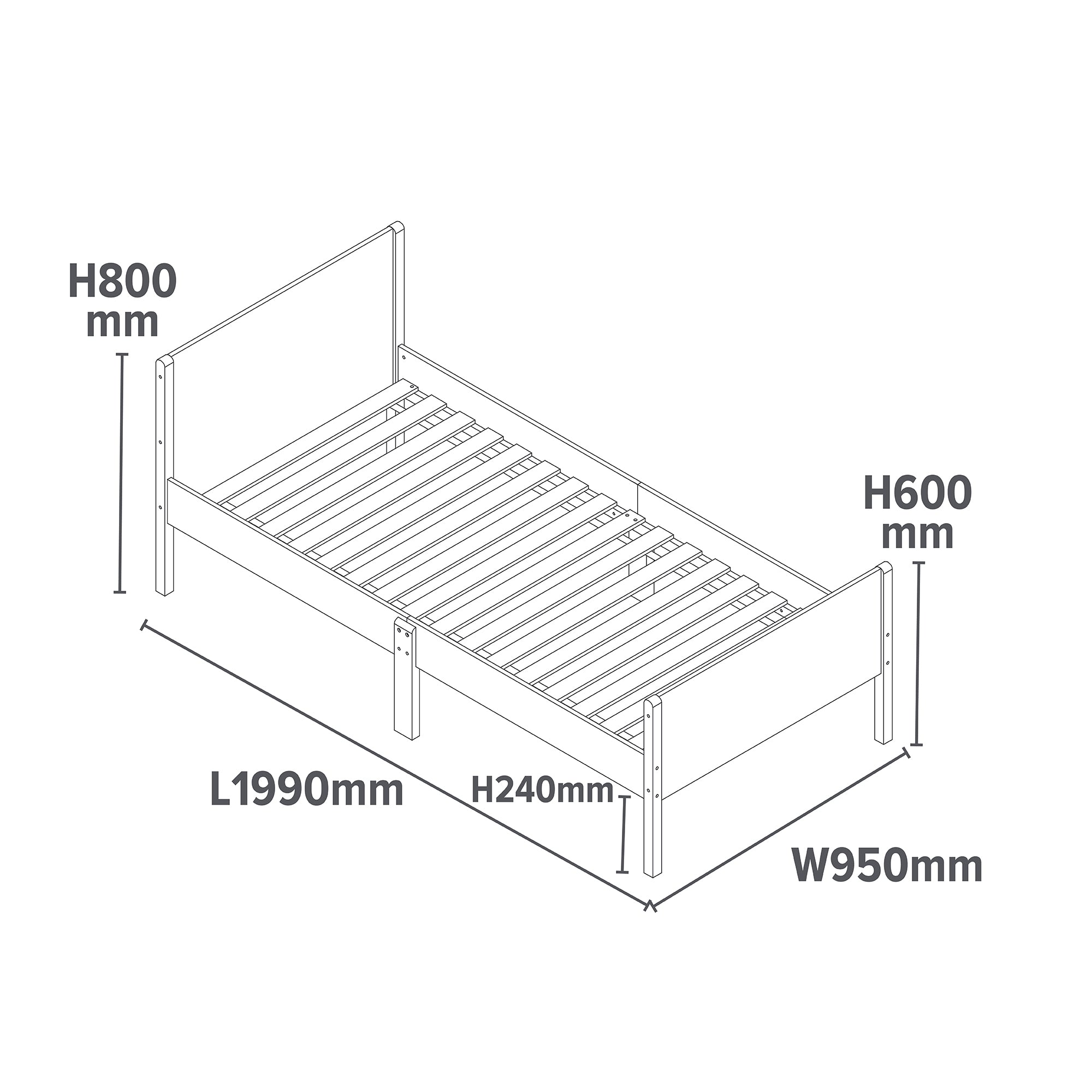 Kids Single White Bed – Safe Engineered Wood Single (Ages 4+)