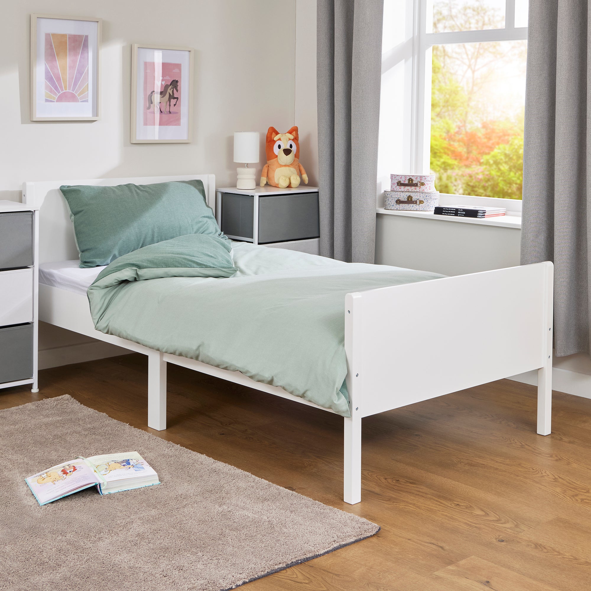 Kids Single White Bed – Safe Engineered Wood Single (Ages 4+)