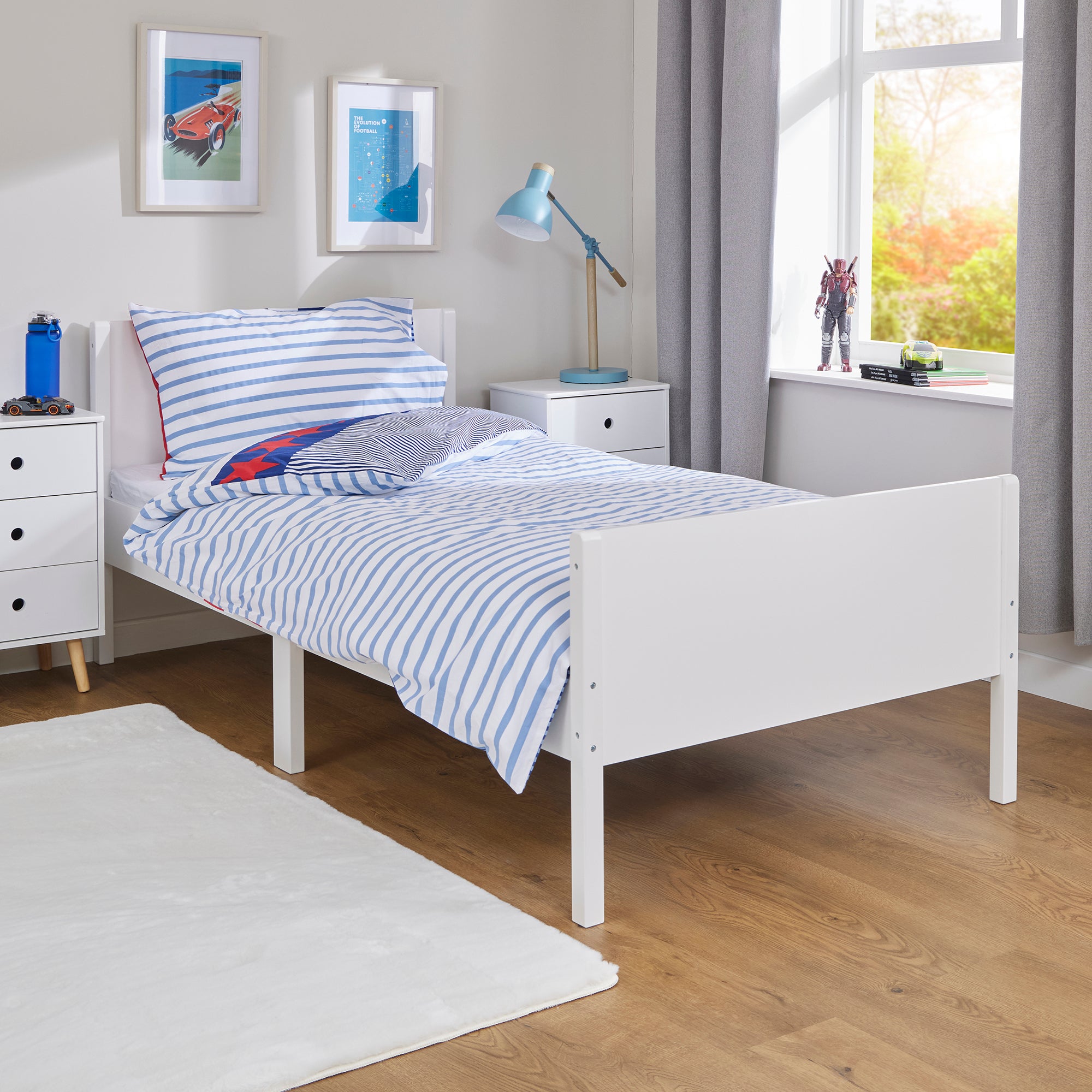 Kids Single White Bed – Safe Engineered Wood Single (Ages 4+)