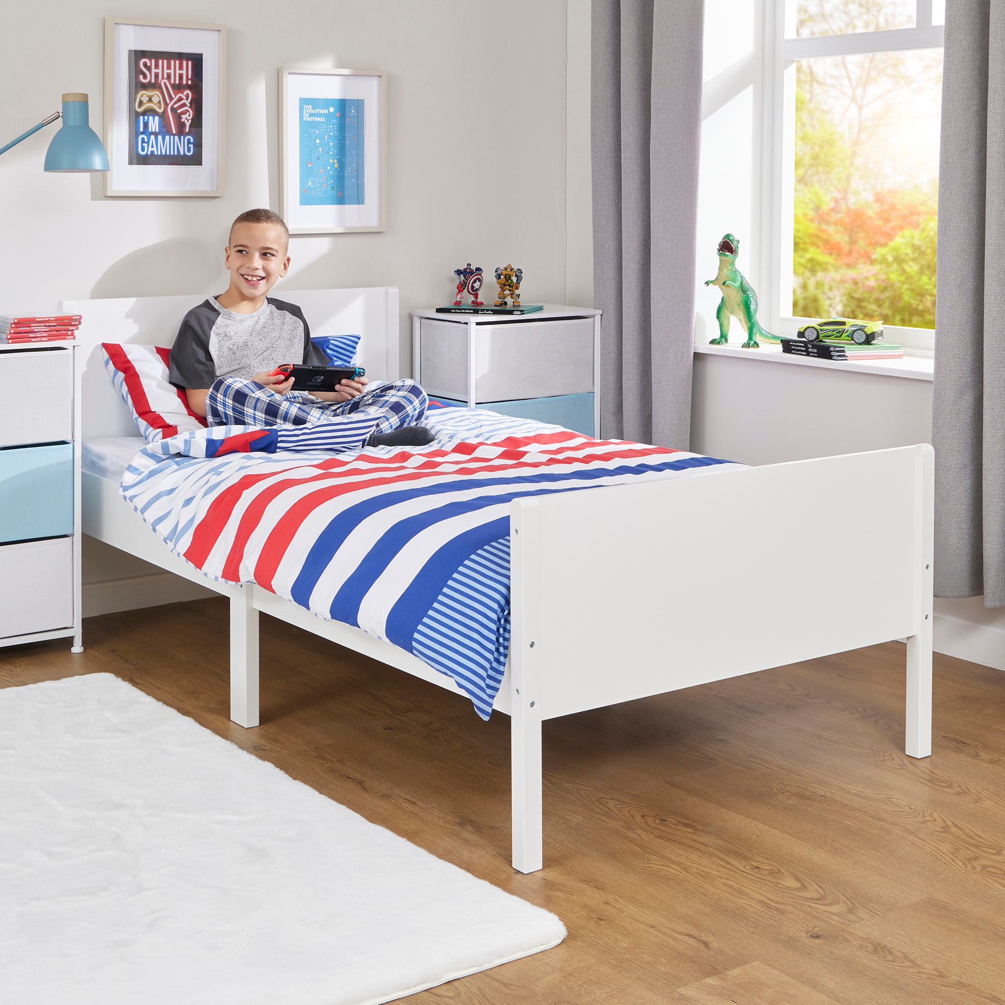 Kids Single White Bed – Safe Engineered Wood Single (Ages 4+)