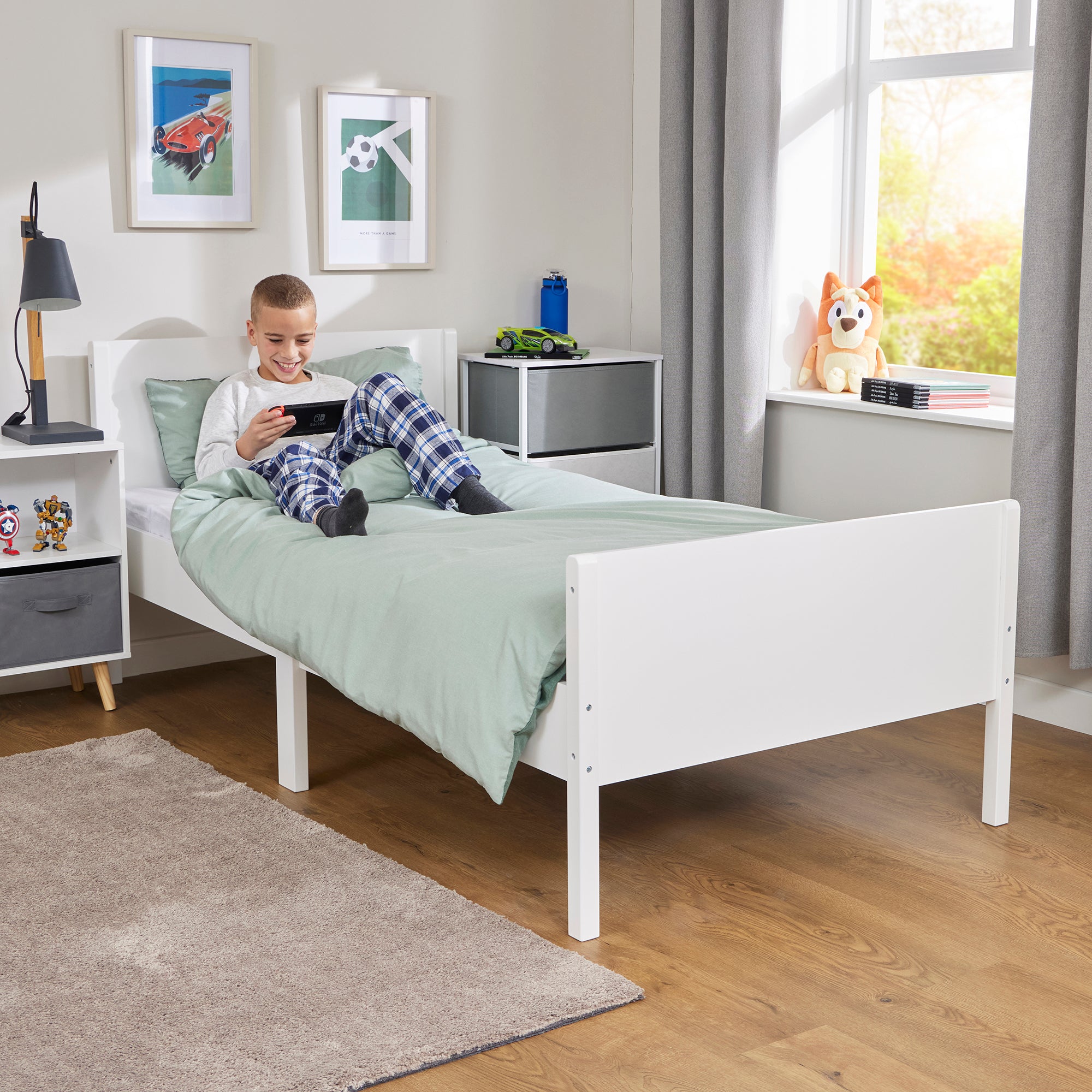 Kids Single White Bed – Safe Engineered Wood Single (Ages 4+)