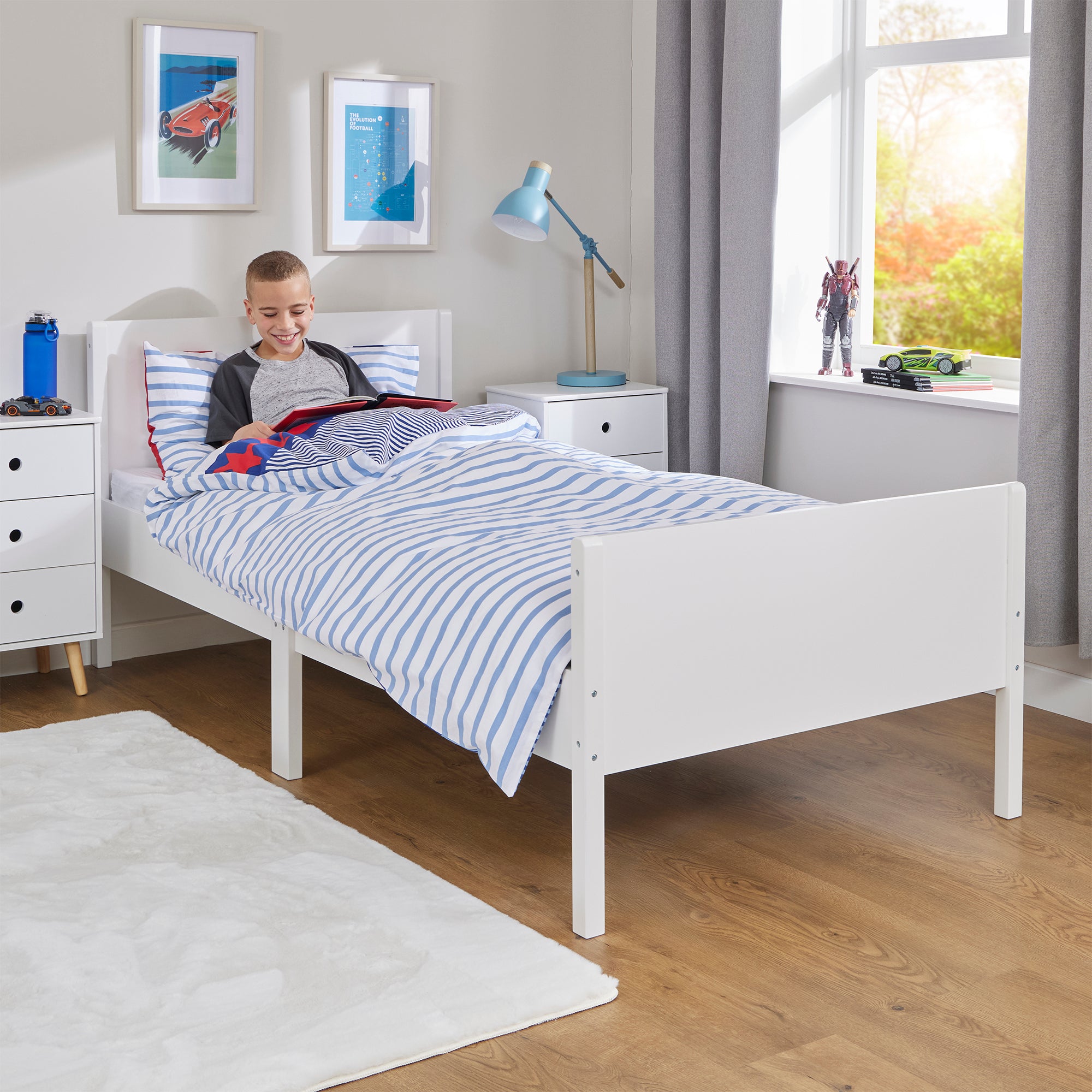 Kids Single White Bed – Safe Engineered Wood Single (Ages 4+)