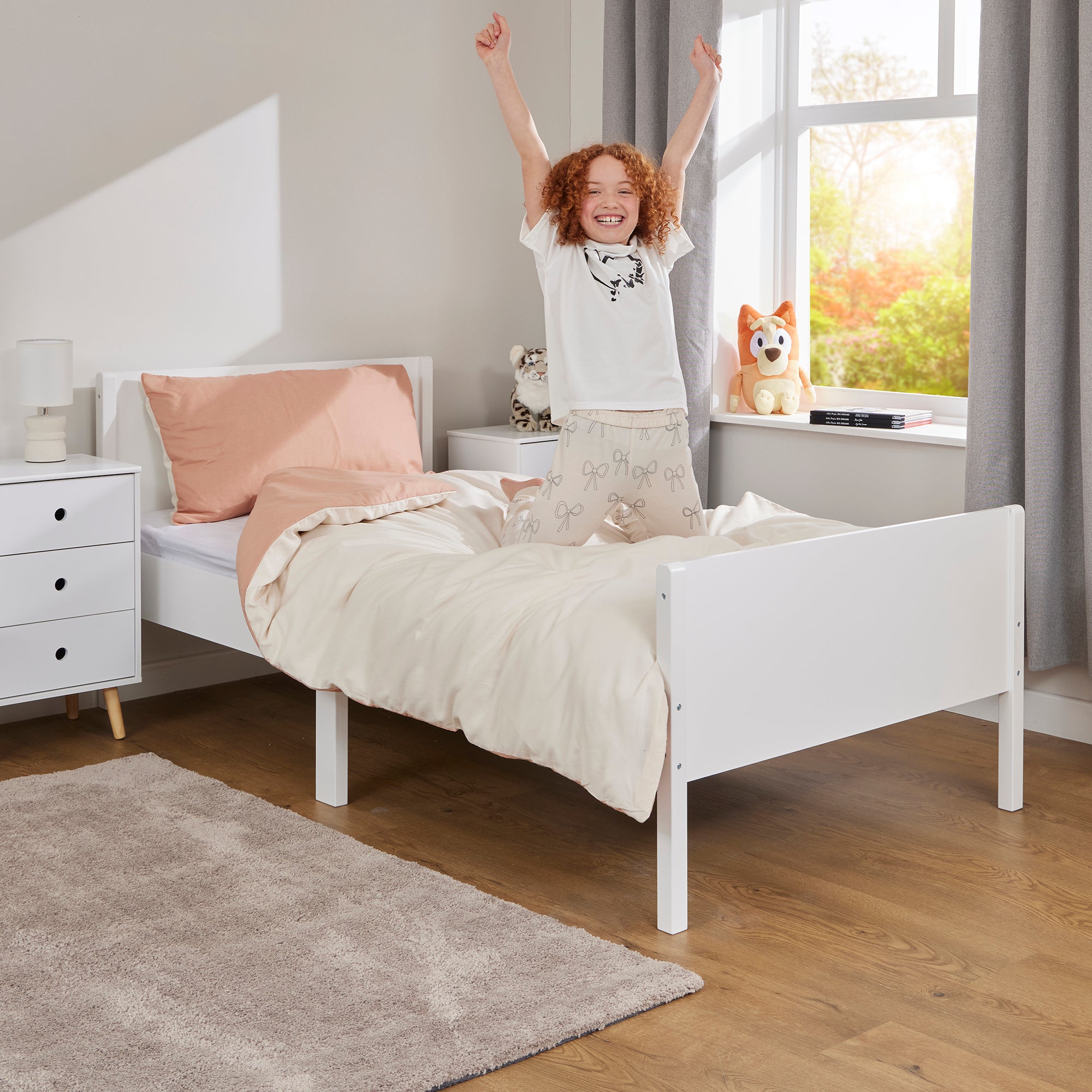Kids Single White Bed – Safe Engineered Wood Single (Ages 4+)