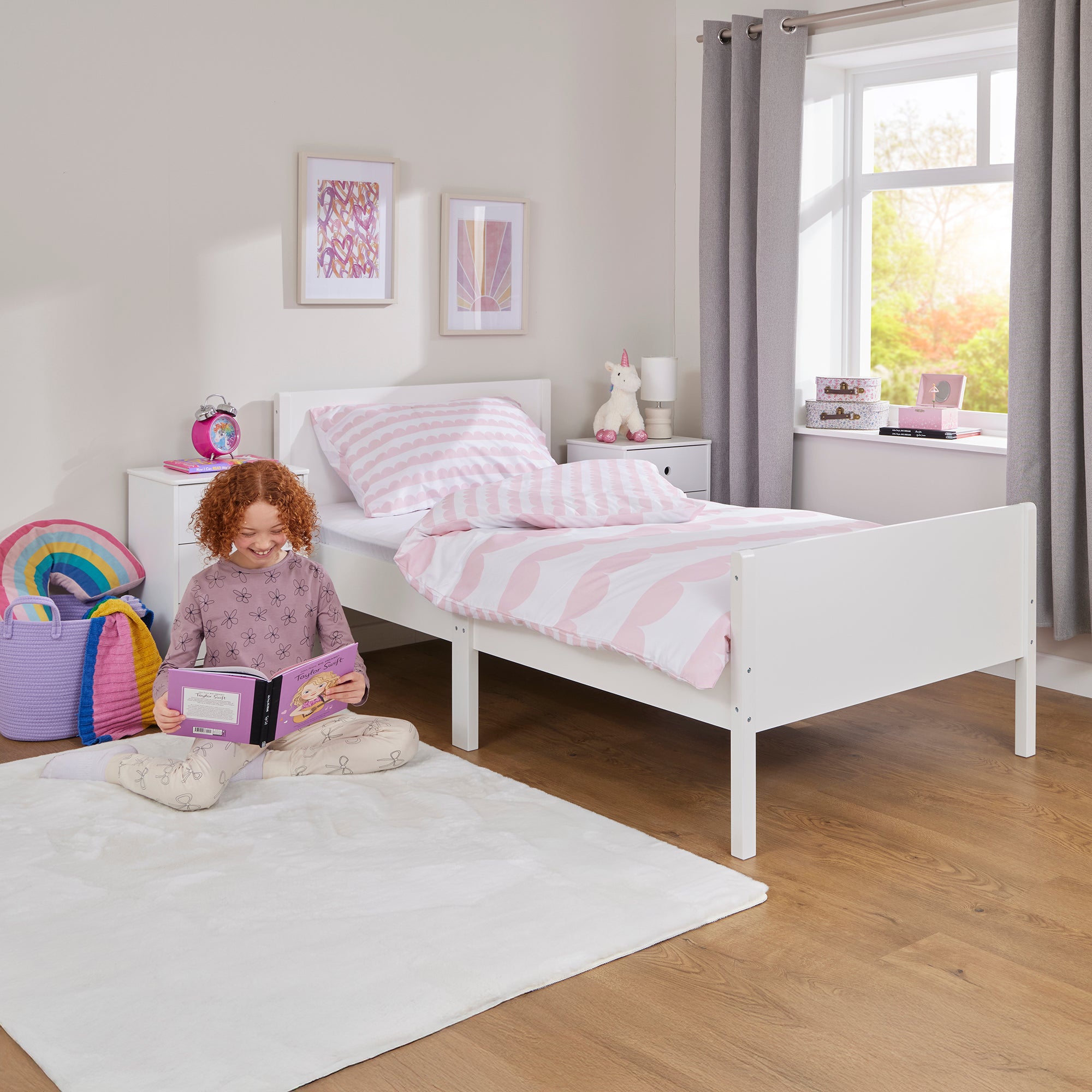 Kids Single White Bed – Safe Engineered Wood Single (Ages 4+)