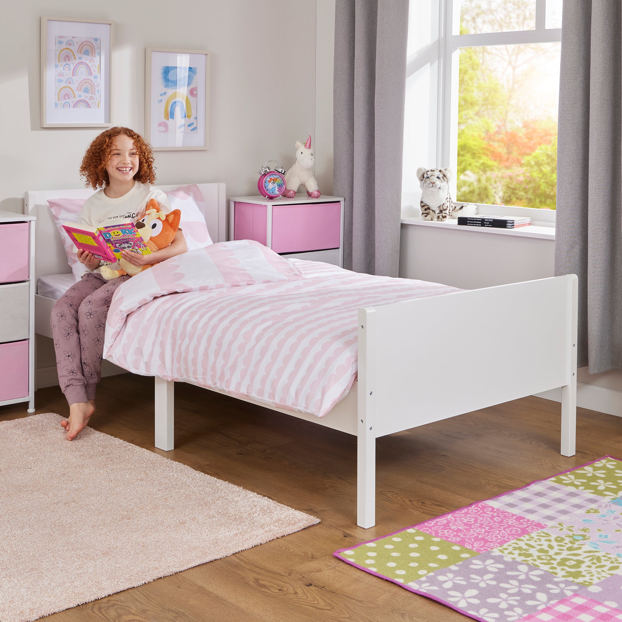 Kids Single White Bed – Safe Engineered Wood Single (Ages 4+)