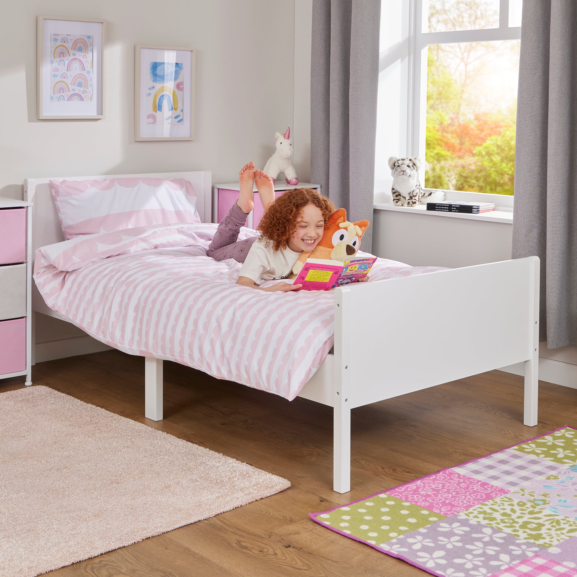Kids Single White Bed – Safe Engineered Wood Single (Ages 4+)