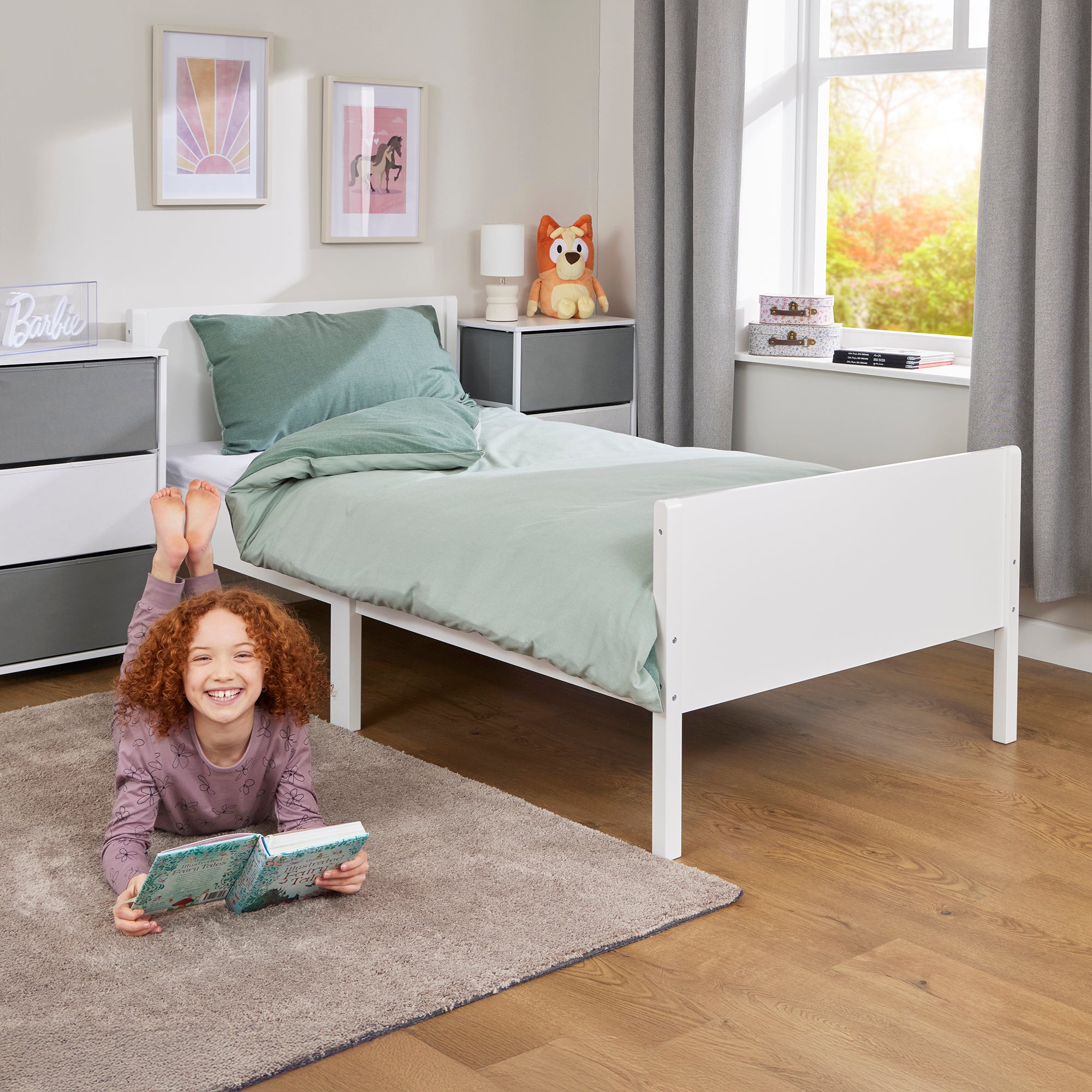Kids Single White Bed – Safe Engineered Wood Single (Ages 4+)