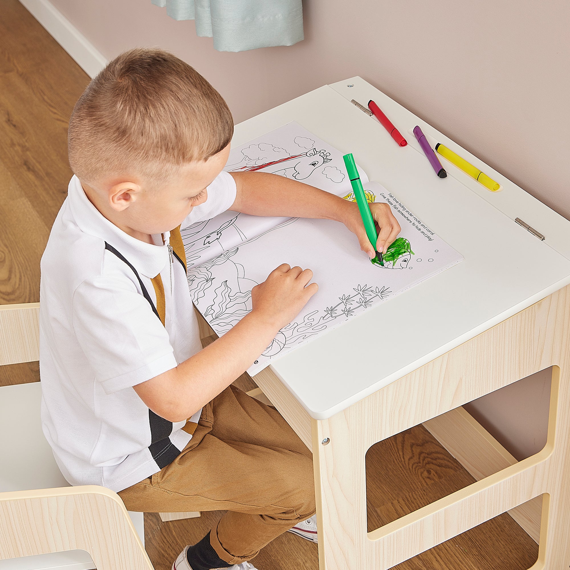Kids Scandi Study Desk & Chair Set (Ages 3-7)