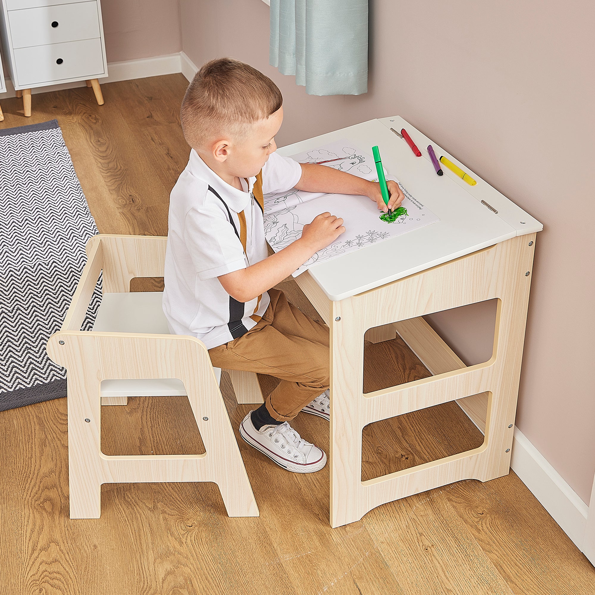 Kids Scandi Study Desk & Chair Set (Ages 3-7)