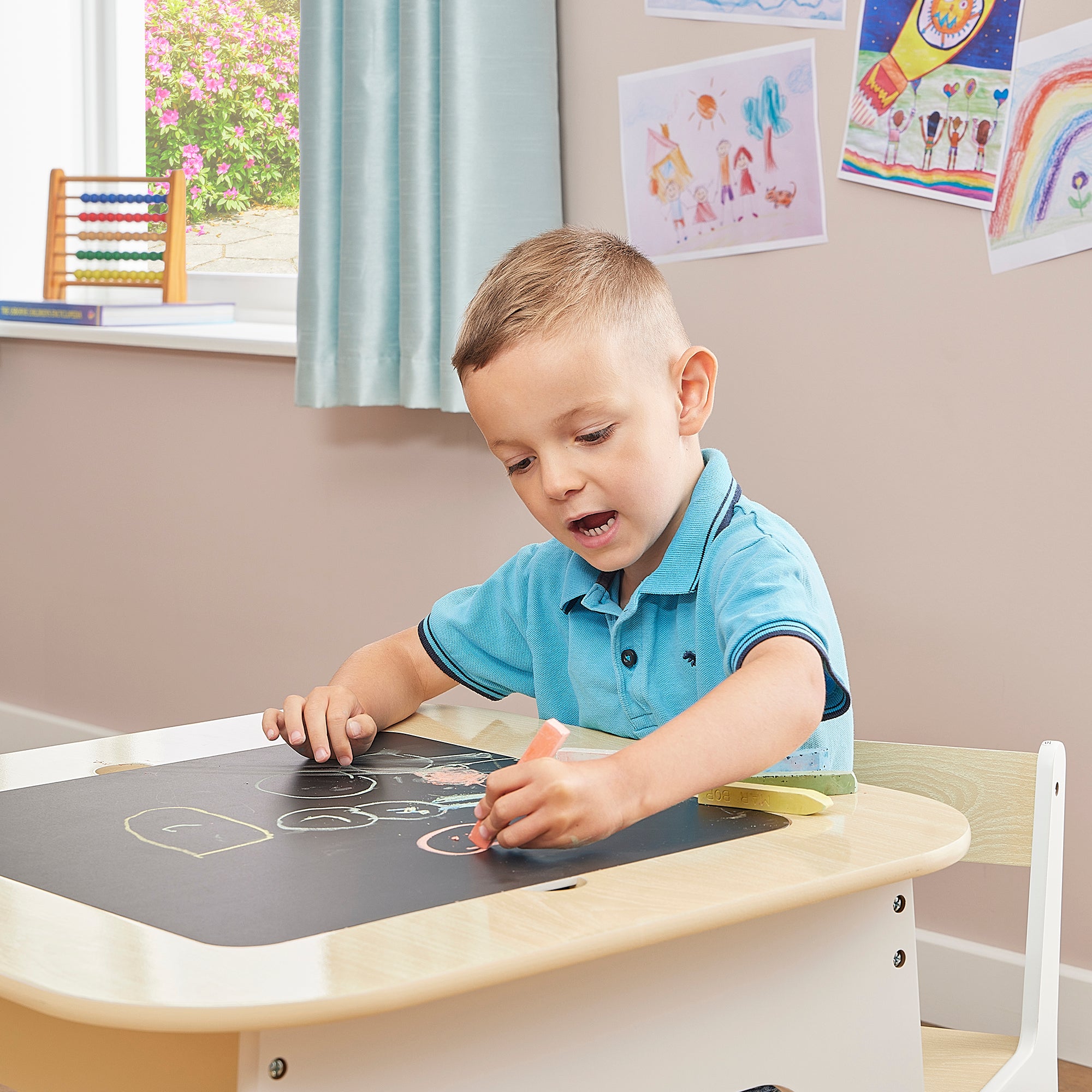 Kids 3-in-1 Storage Table & 2 Chairs Set (18 Months – 5 Years)