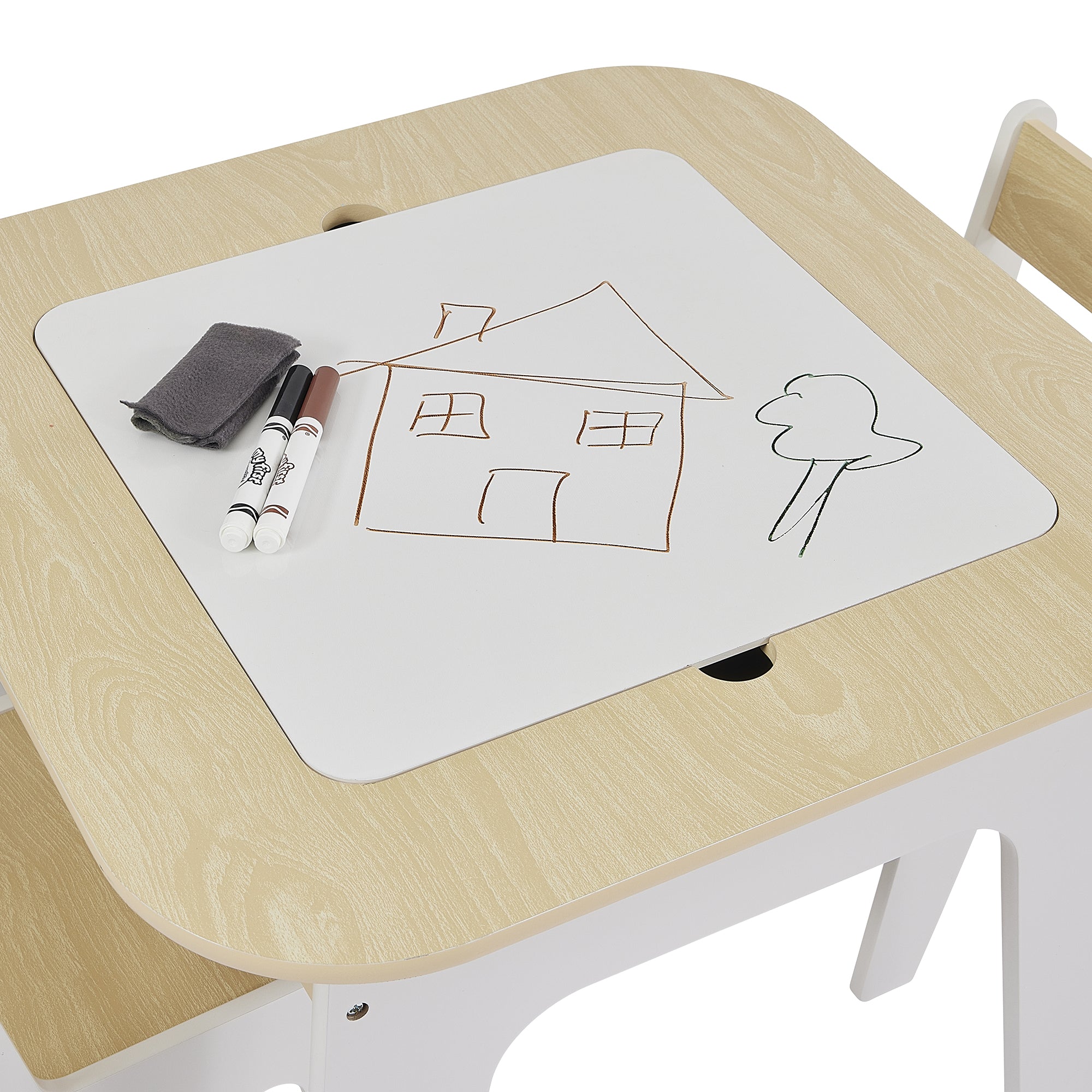 Kids 3-in-1 Storage Table & 2 Chairs Set (18 Months – 5 Years)