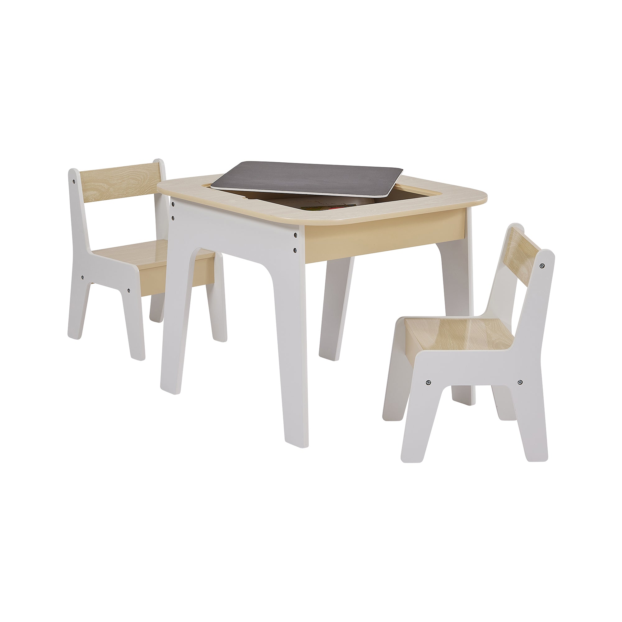 Kids 3-in-1 Storage Table & 2 Chairs Set (18 Months – 5 Years)