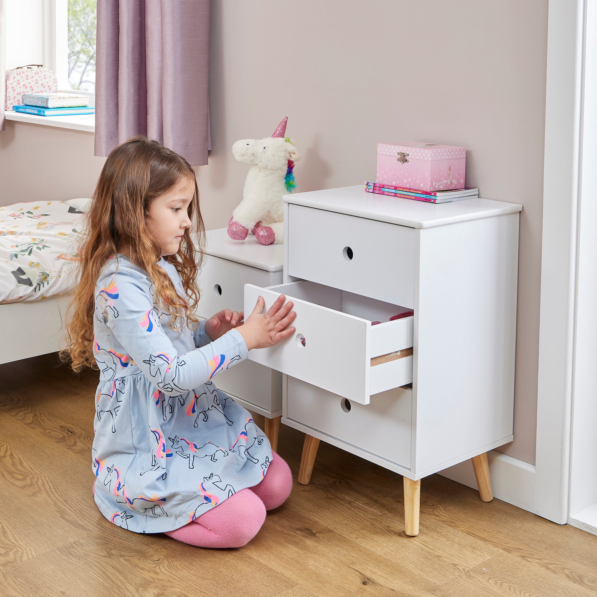 Kids 3-Drawer Bedroom Storage Cabinet (Ages 3-12)