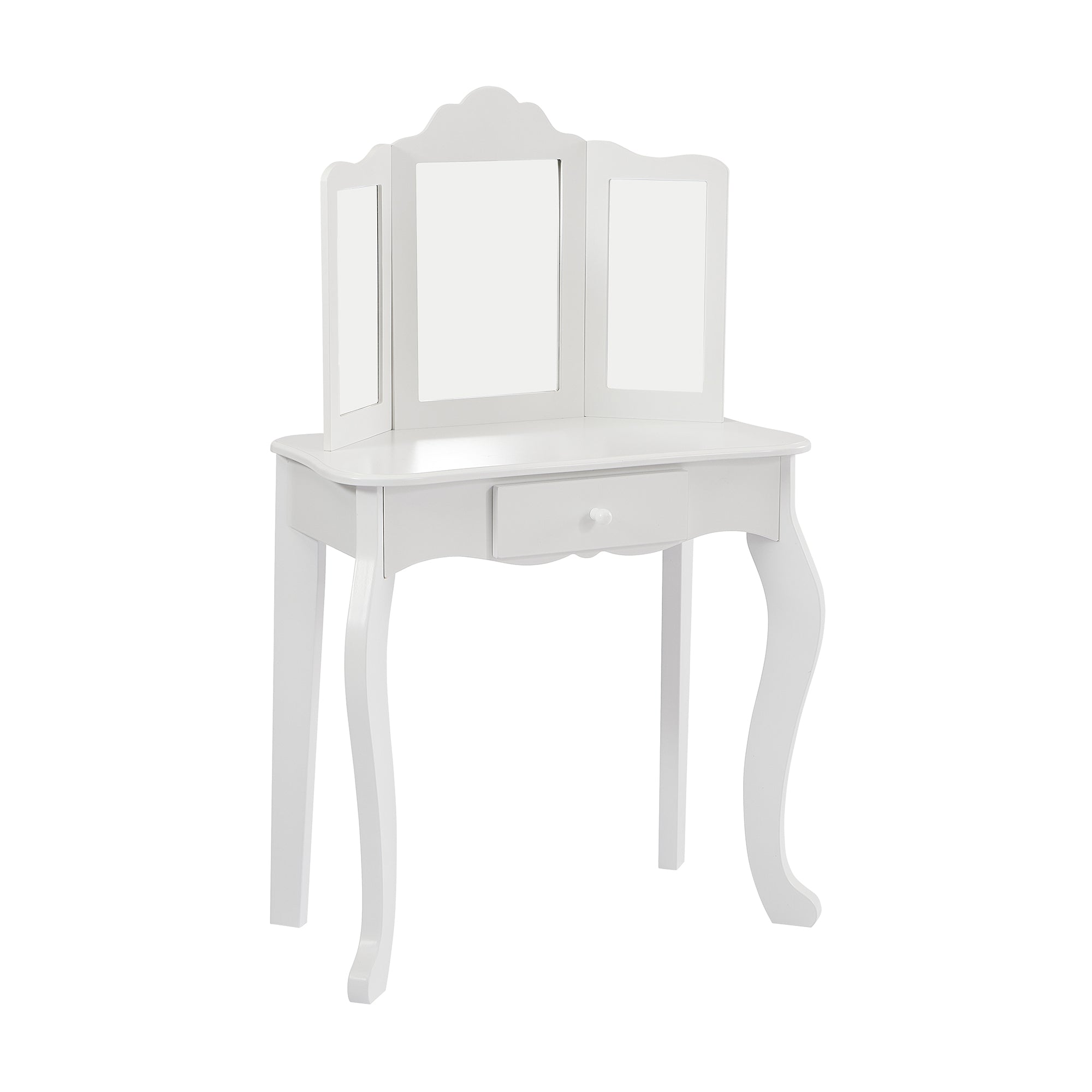 Kids White Vanity Table & Stool Set (Ages 3-7)