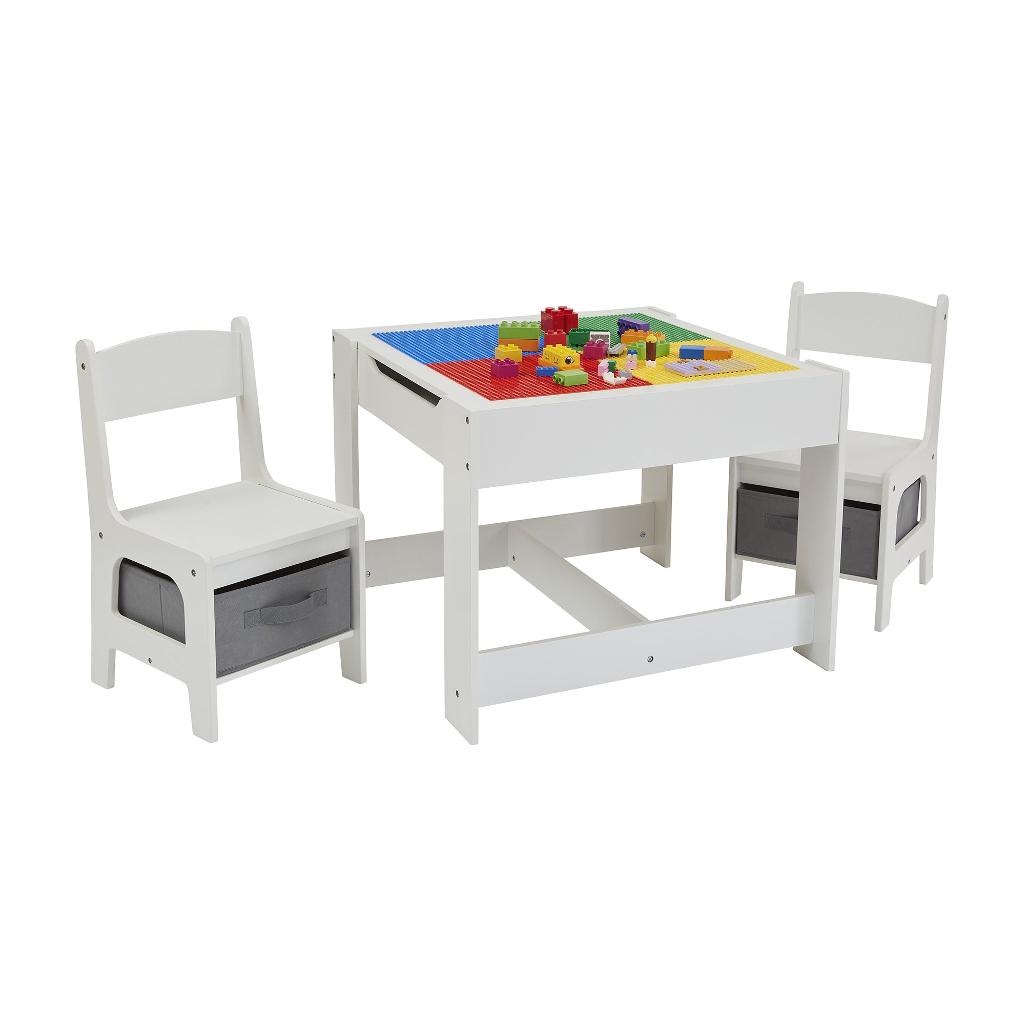 Kids Wooden Activity Table & 2 Chairs with Storage Bins (18 Months – 6 Years)