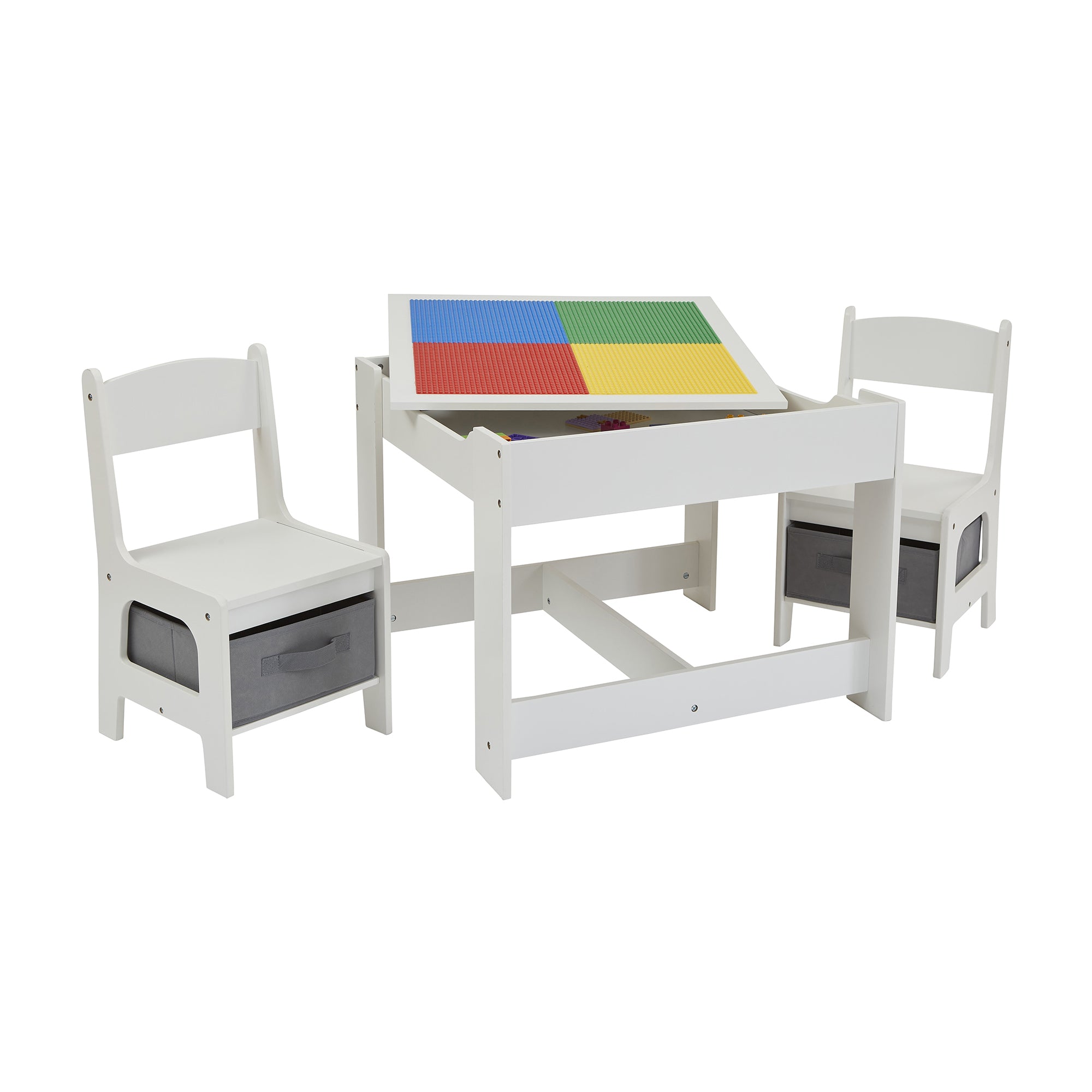 Kids Wooden Activity Table & 2 Chairs with Storage Bins (18 Months – 6 Years)
