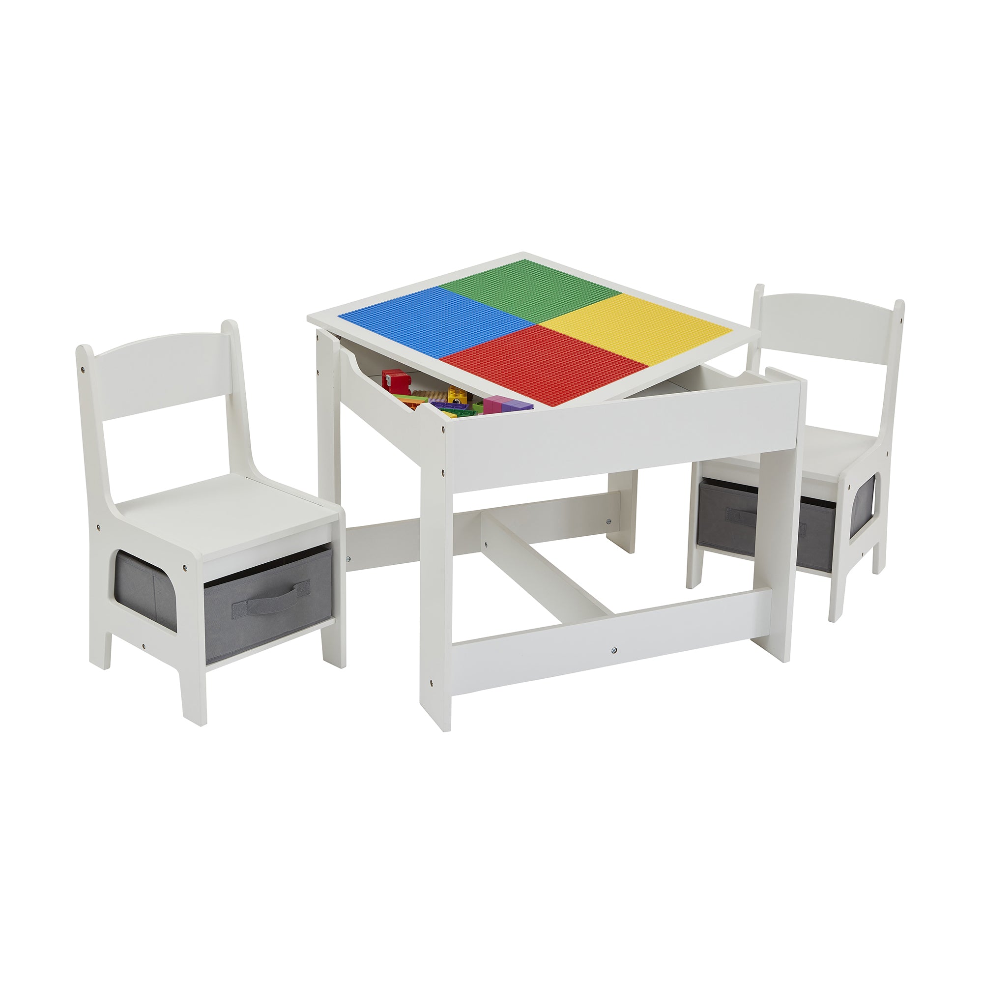 Kids Wooden Activity Table & 2 Chairs with Storage Bins (18 Months – 6 Years)
