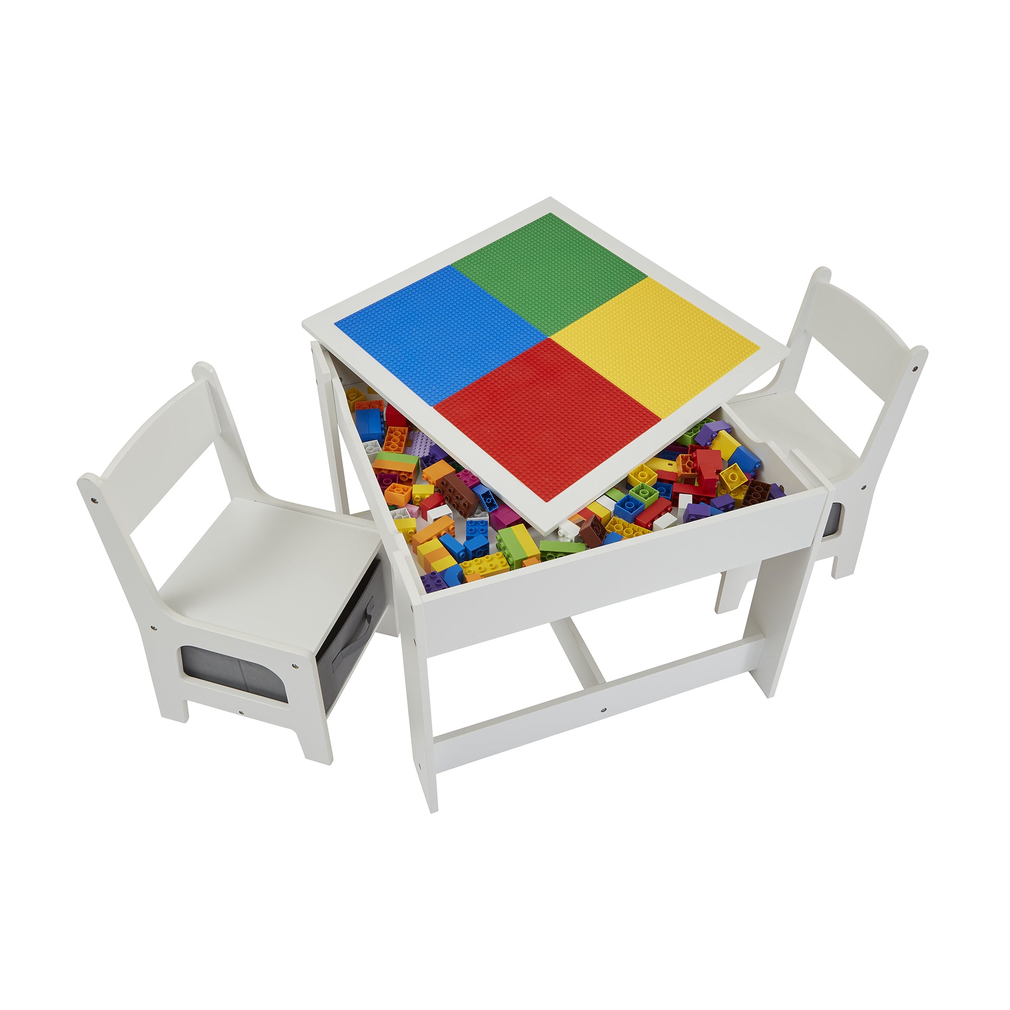 Kids Wooden Activity Table & 2 Chairs with Storage Bins (18 Months – 6 Years)