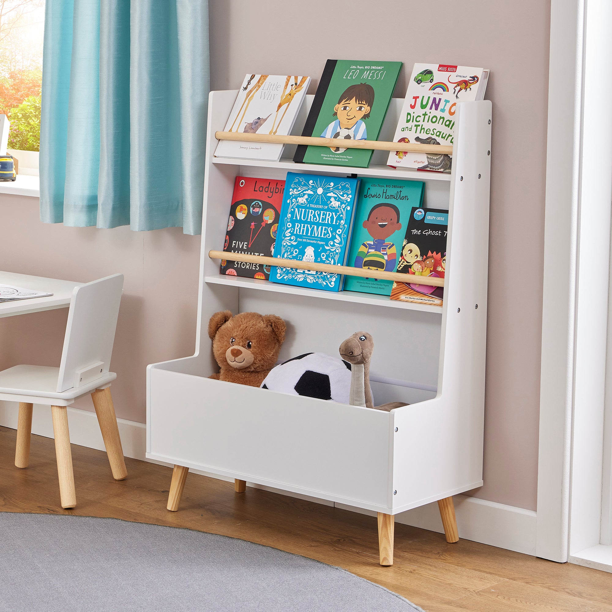 Kids White Bookcase & Toy Storage Cabinet (Ages 3-12)