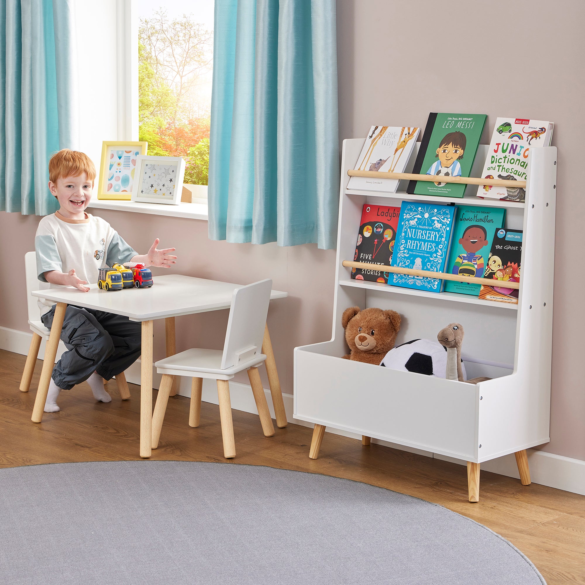 Kids White Bookcase & Toy Storage Cabinet (Ages 3-12)