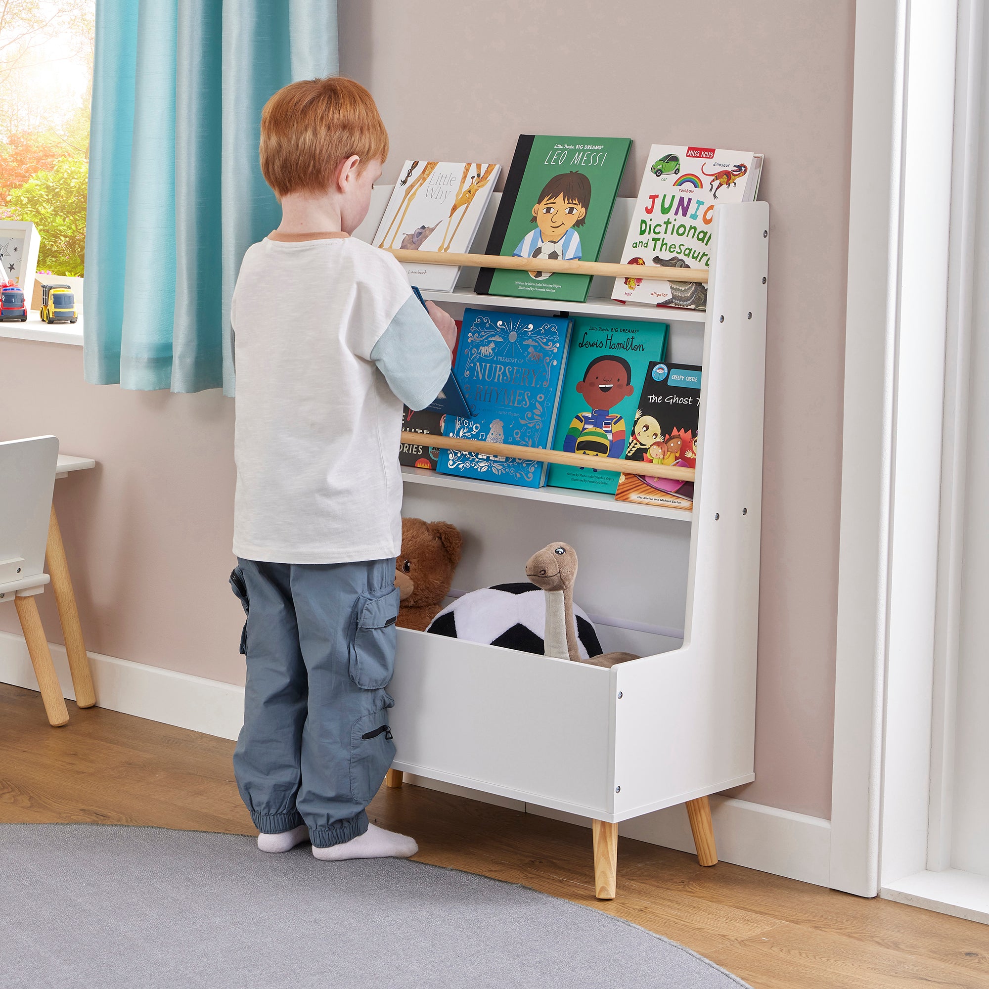 Kids White Bookcase & Toy Storage Cabinet (Ages 3-12)