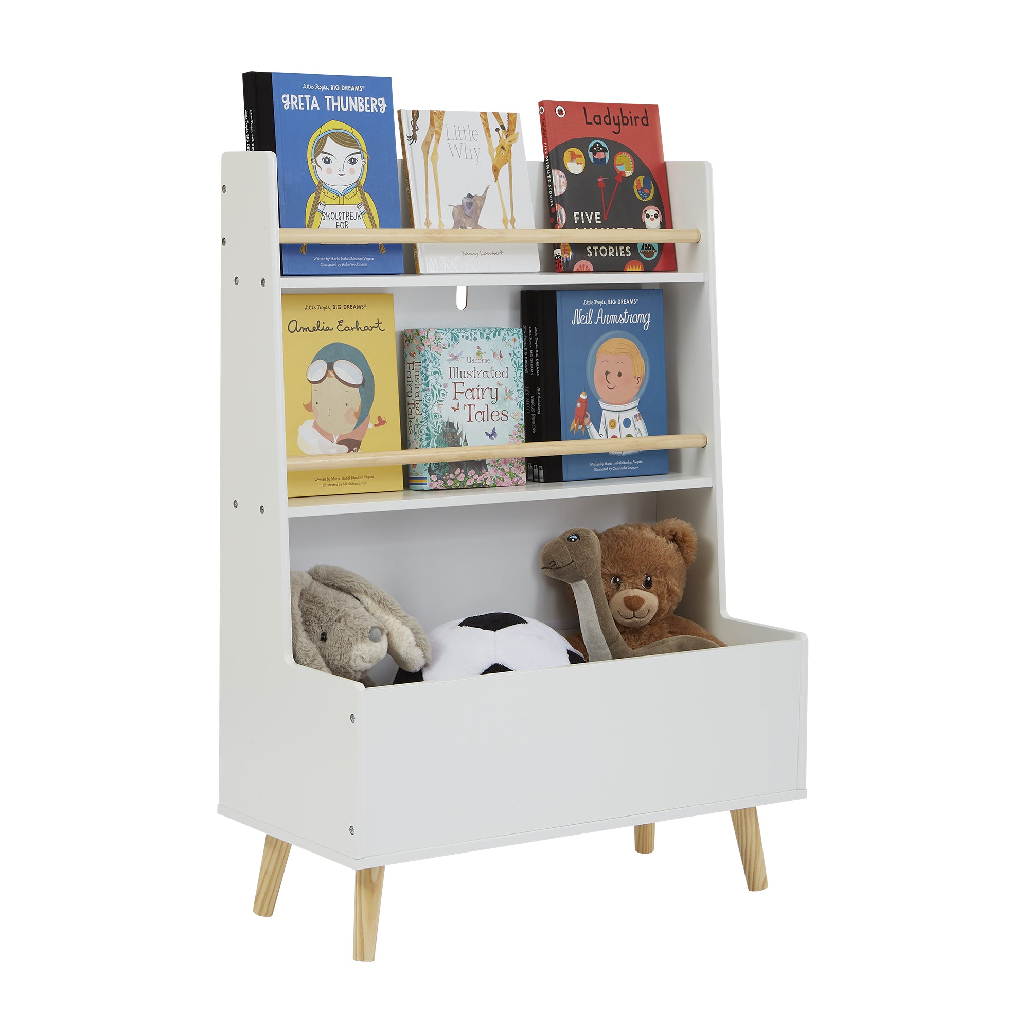 Kids White Bookcase & Toy Storage Cabinet (Ages 3-12)