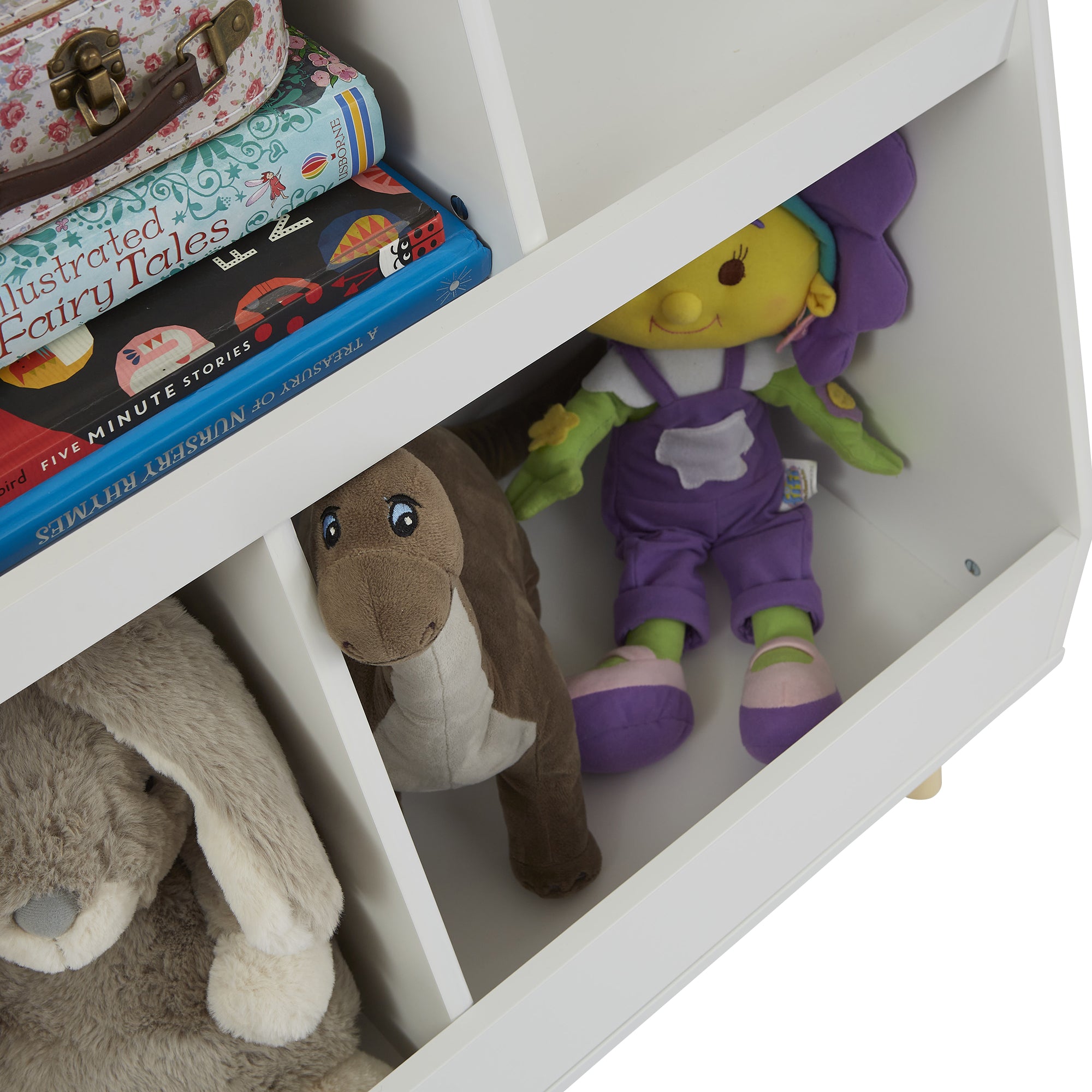 Kids White Sloping Bookcase – Toy & Book Storage (Ages 3-12)
