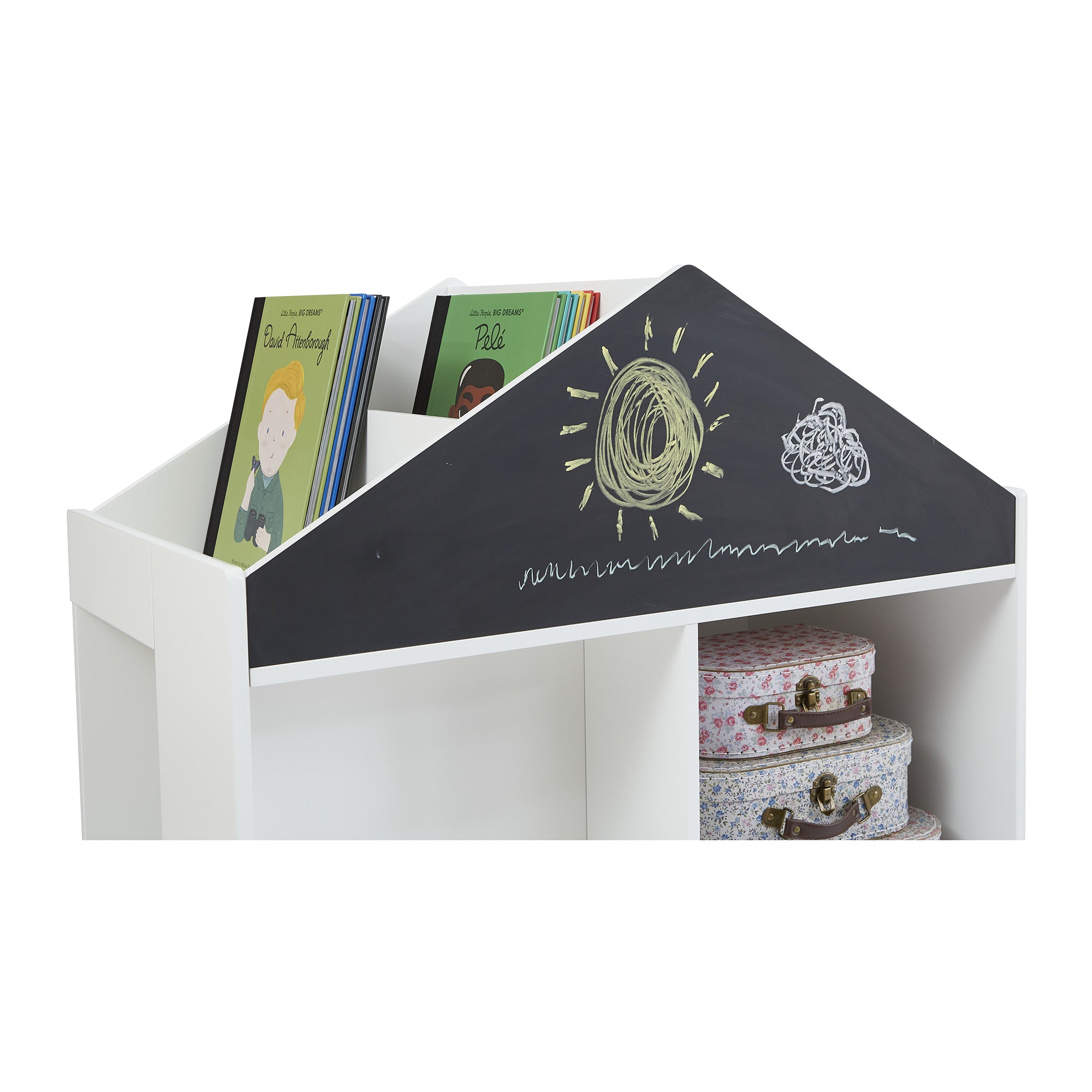 Kids White Blackboard Bookcase & Storage Cabinet (Ages 1-12)