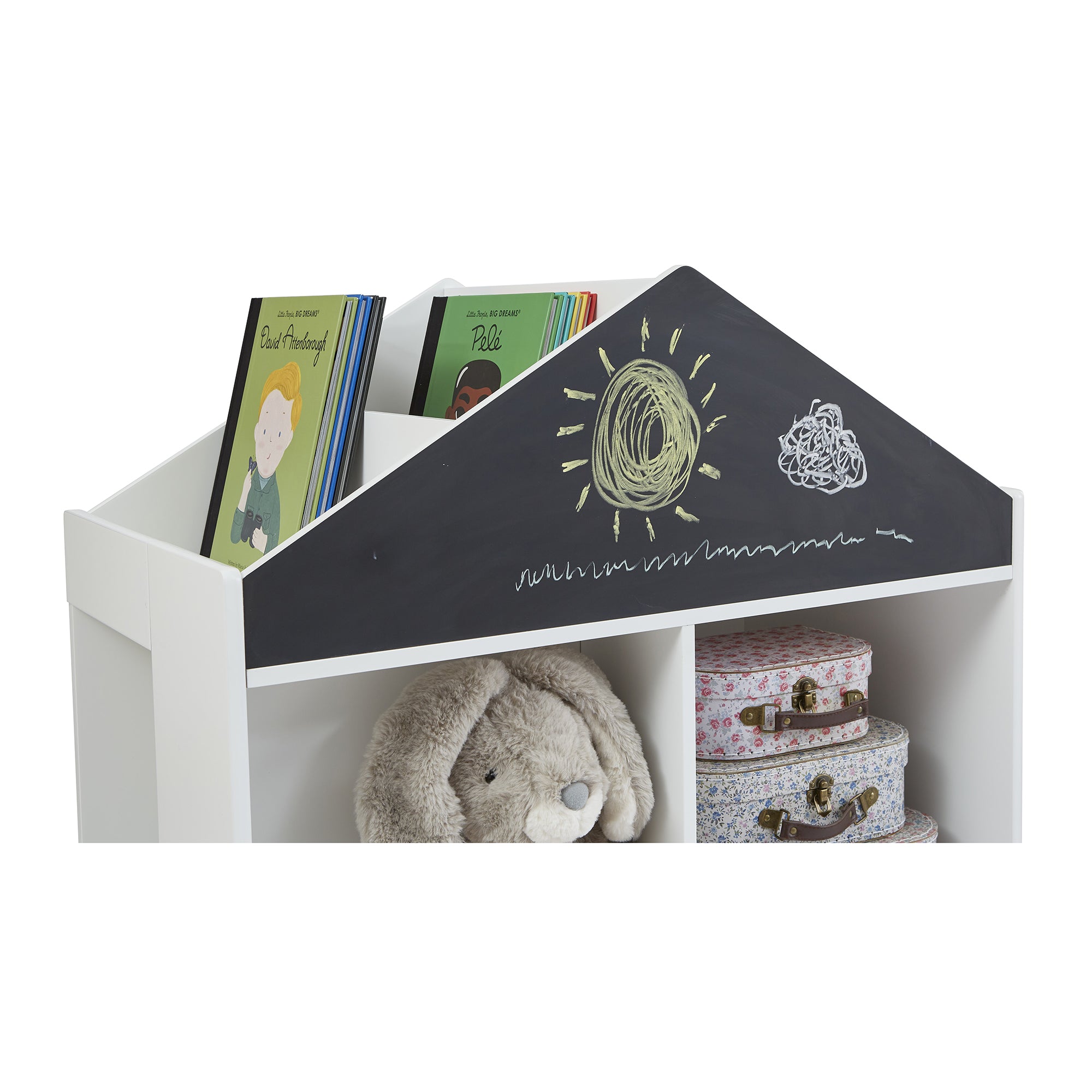 Kids White Blackboard Bookcase & Storage Cabinet (Ages 1-12)