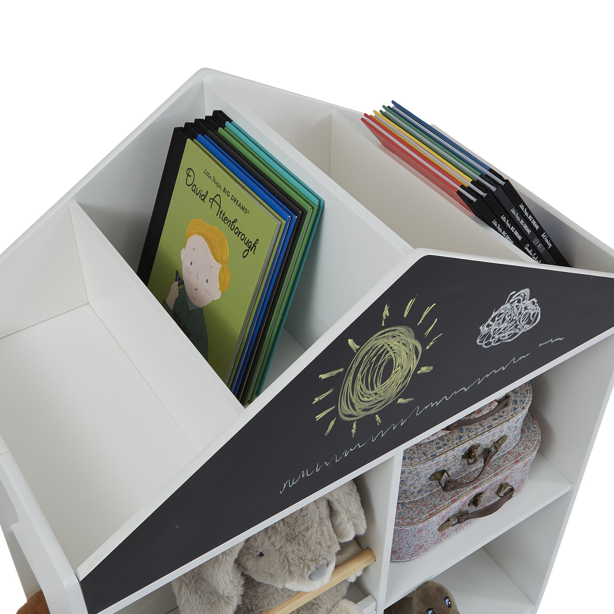 Kids White Blackboard Bookcase & Storage Cabinet (Ages 1-12)
