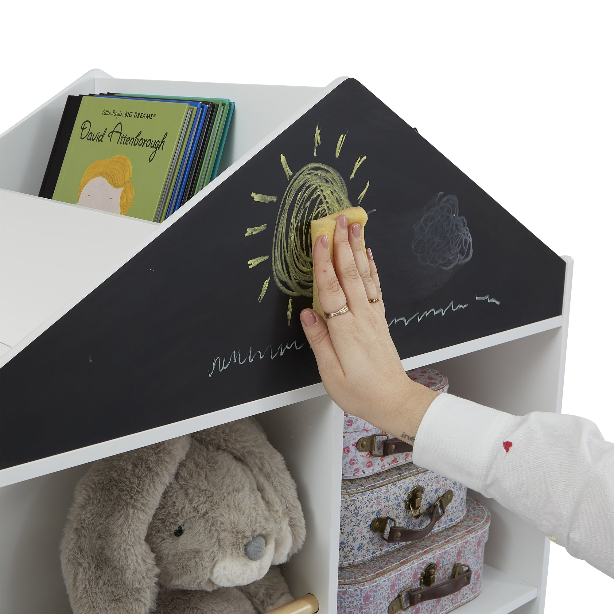 Kids White Blackboard Bookcase & Storage Cabinet (Ages 1-12)